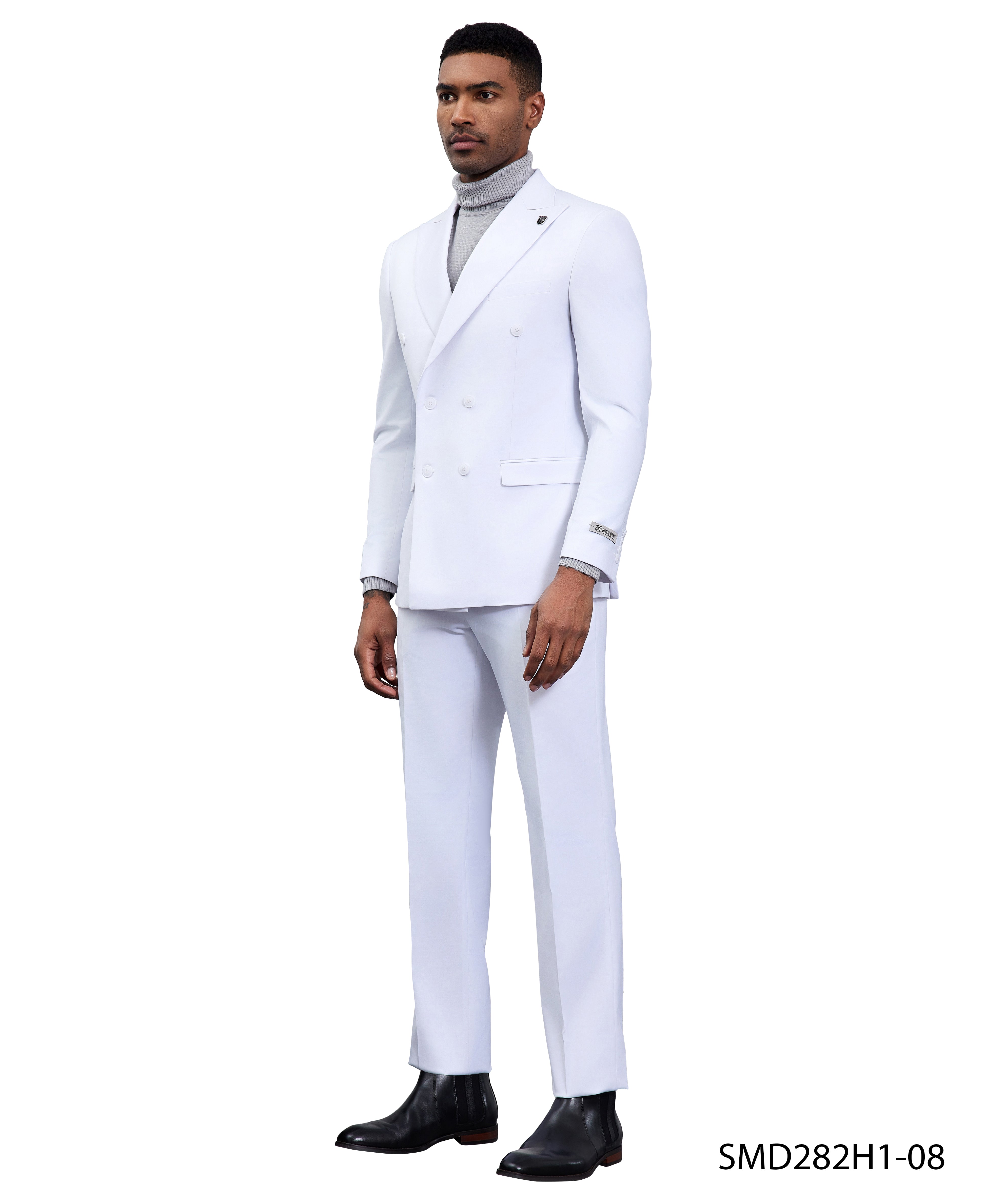 Men’s Stacy Adams Double-Breasted Suit – White | D&K Menswear