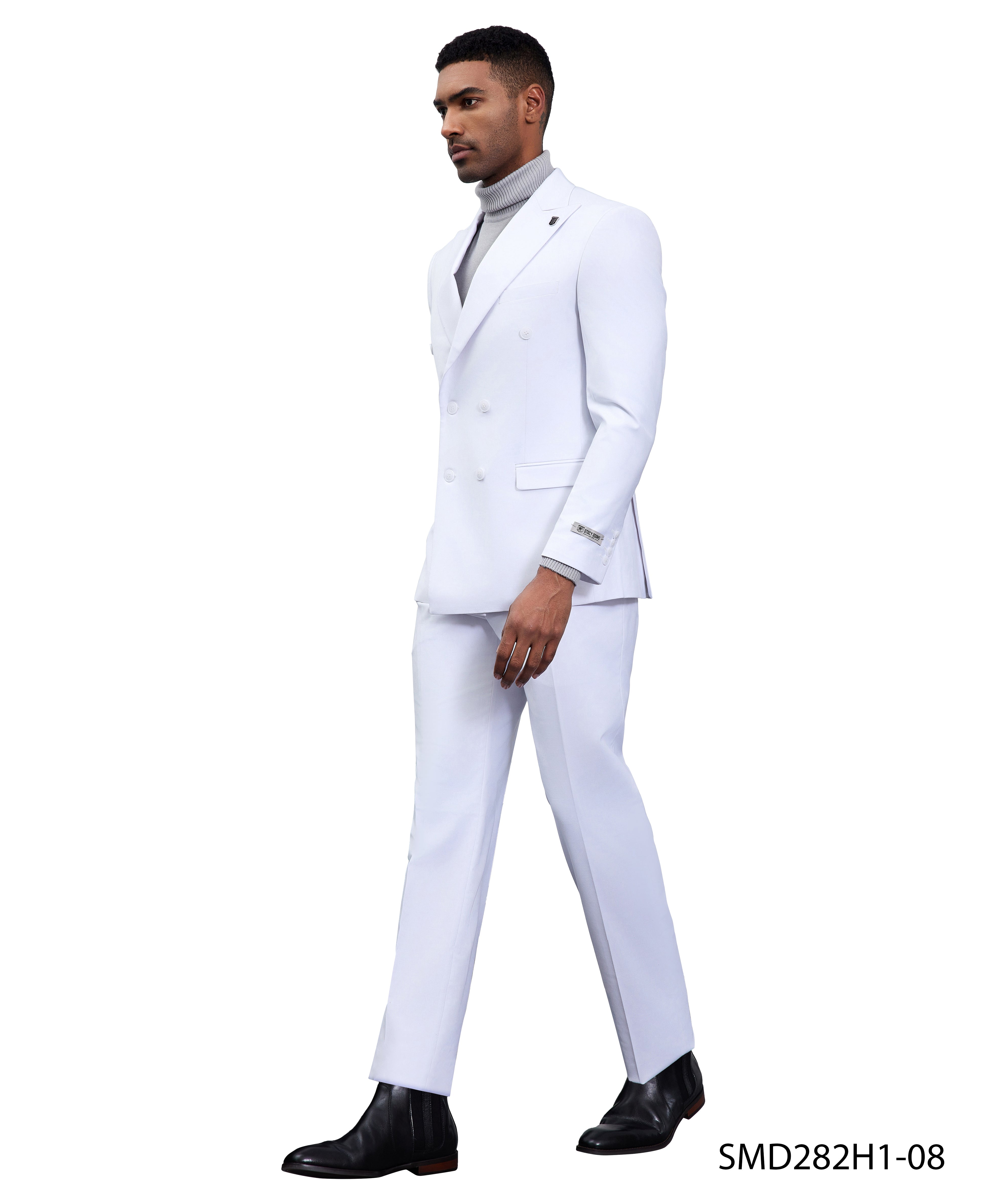 Men’s Stacy Adams Double-Breasted Suit – White | D&K Menswear