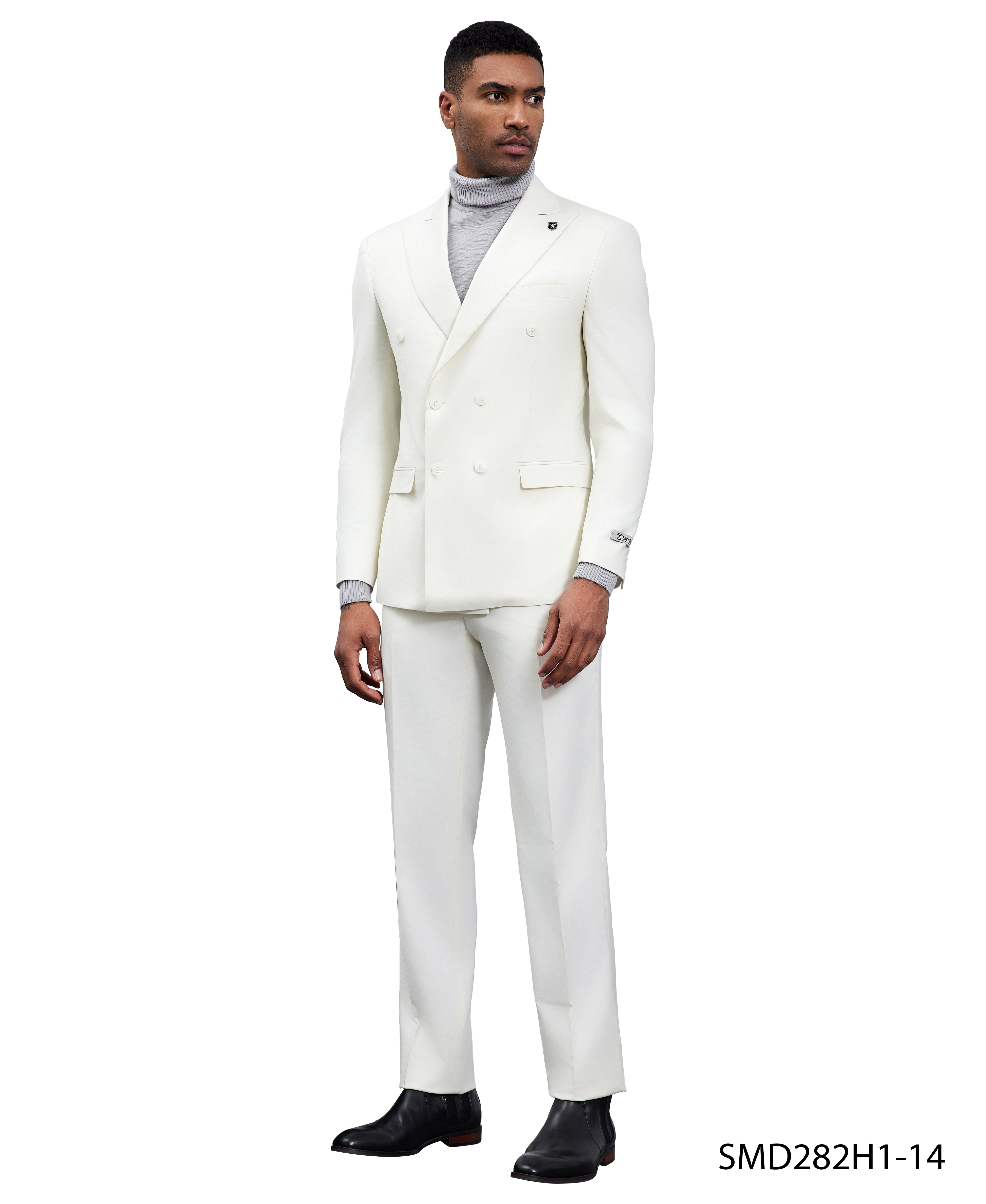 Men’s Stacy Adams Double-Breasted Suit – Ivory | D&K Menswear