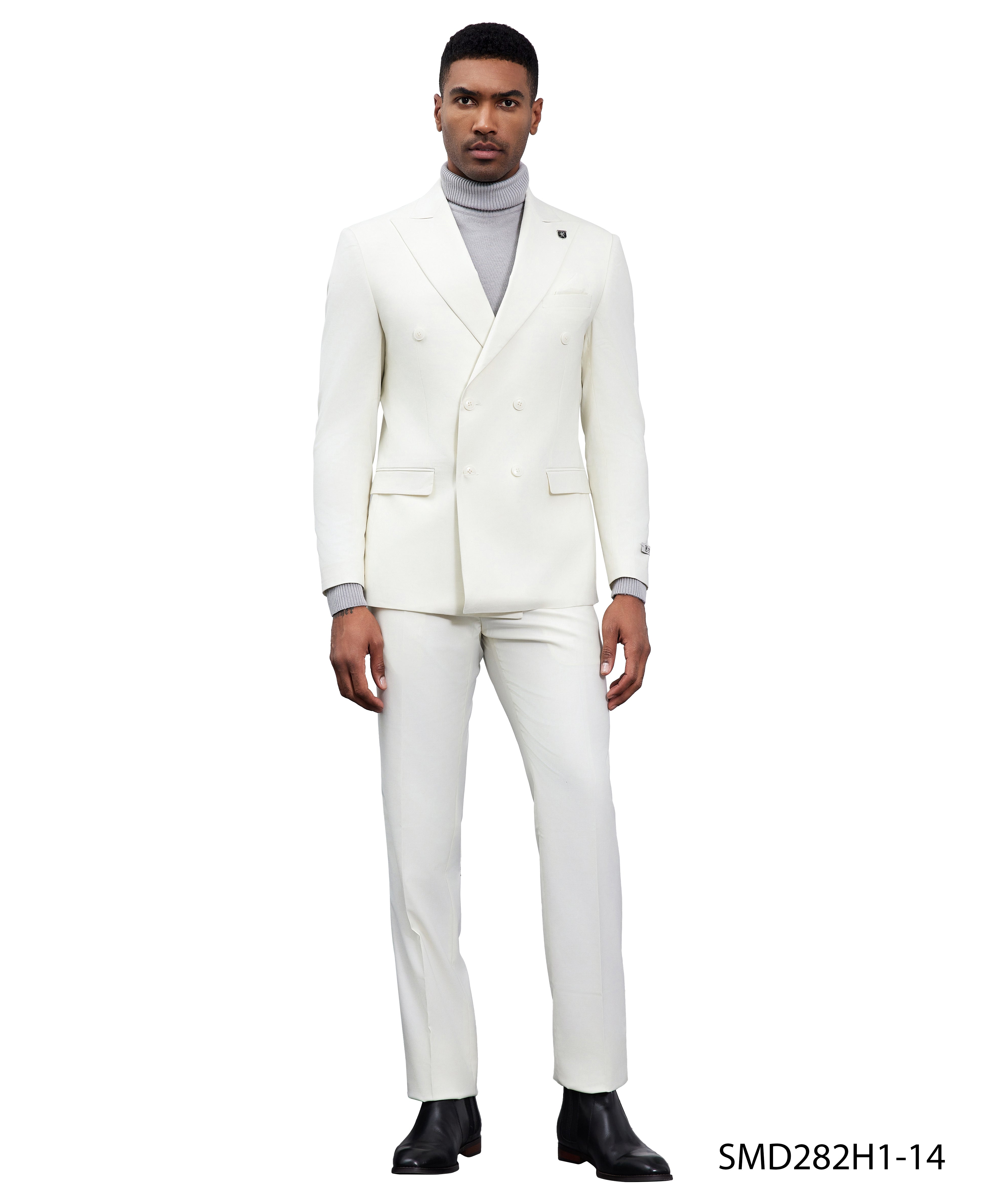 Men’s Stacy Adams Double-Breasted Suit – Ivory | D&K Menswear