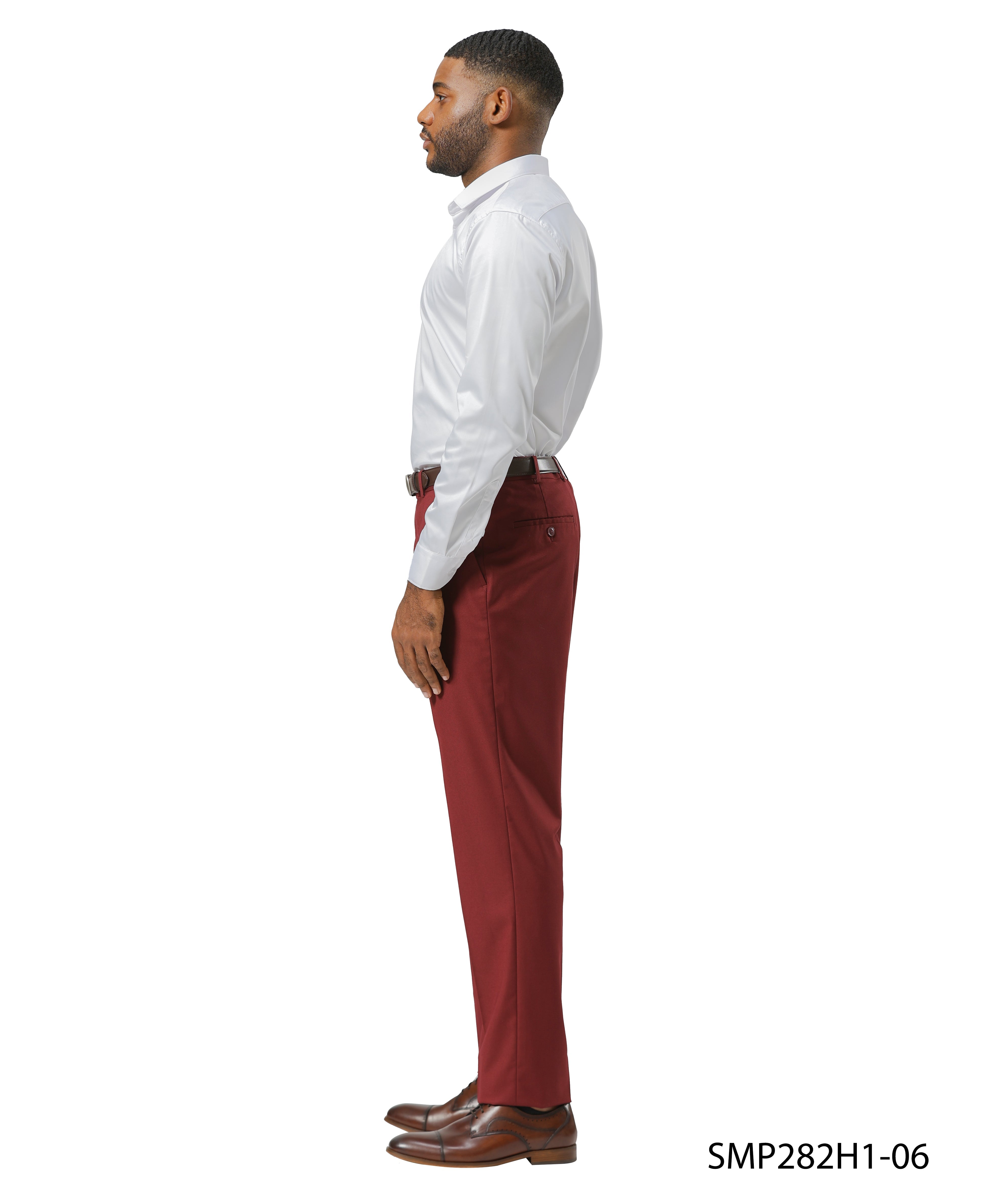 Stacy Adams Solid Dress Pants – Classic Burgundy Elegance | D&K Menswear