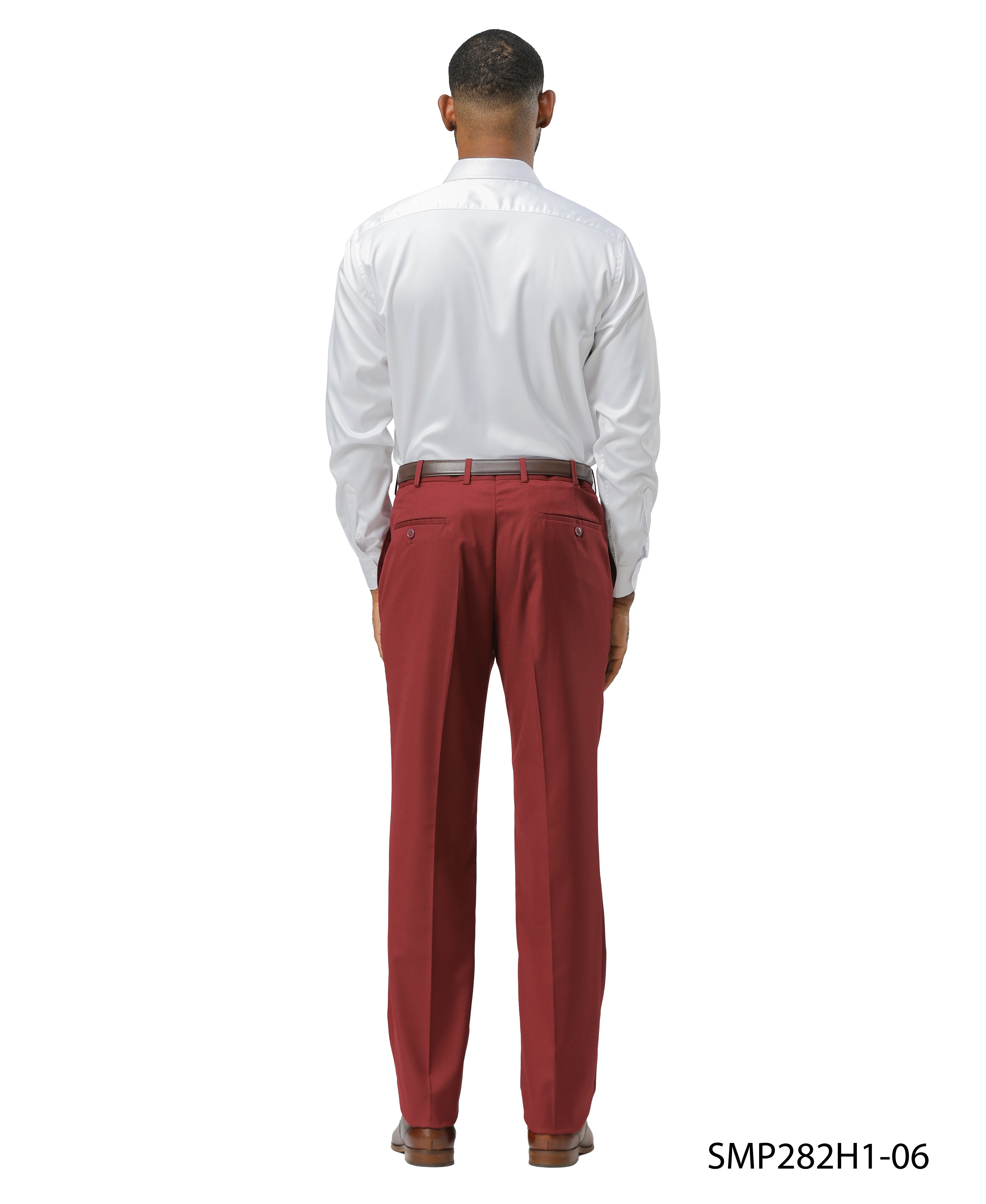 Stacy Adams Solid Dress Pants – Classic Burgundy Elegance | D&K Menswear