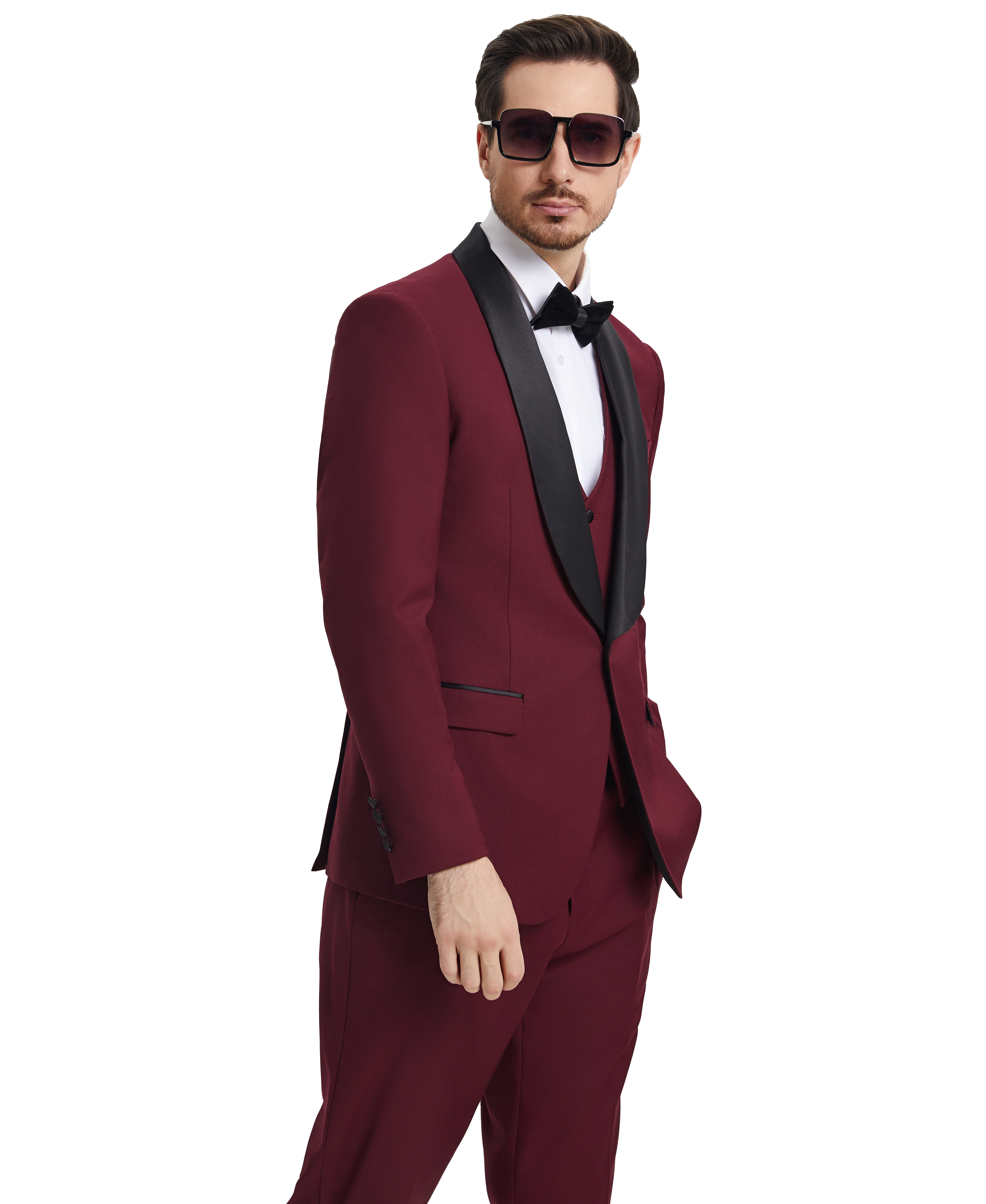 Stacy Adams Hybrid-Fit Vested Tuxedo, Burgundy