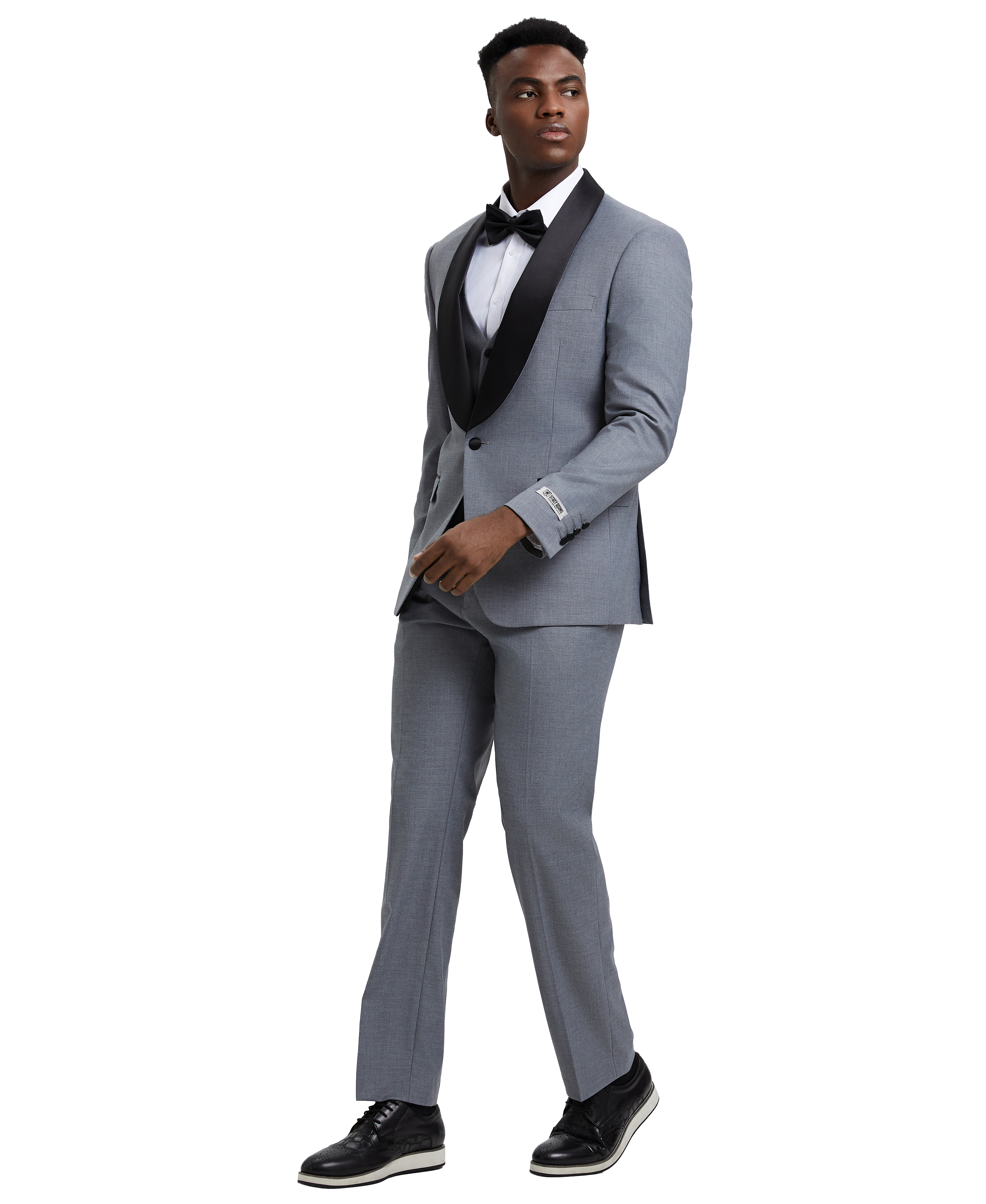 Men’s Stacy Adams Hybrid-Fit 3-Piece Vested Tuxedo – Grey | D&K Menswear