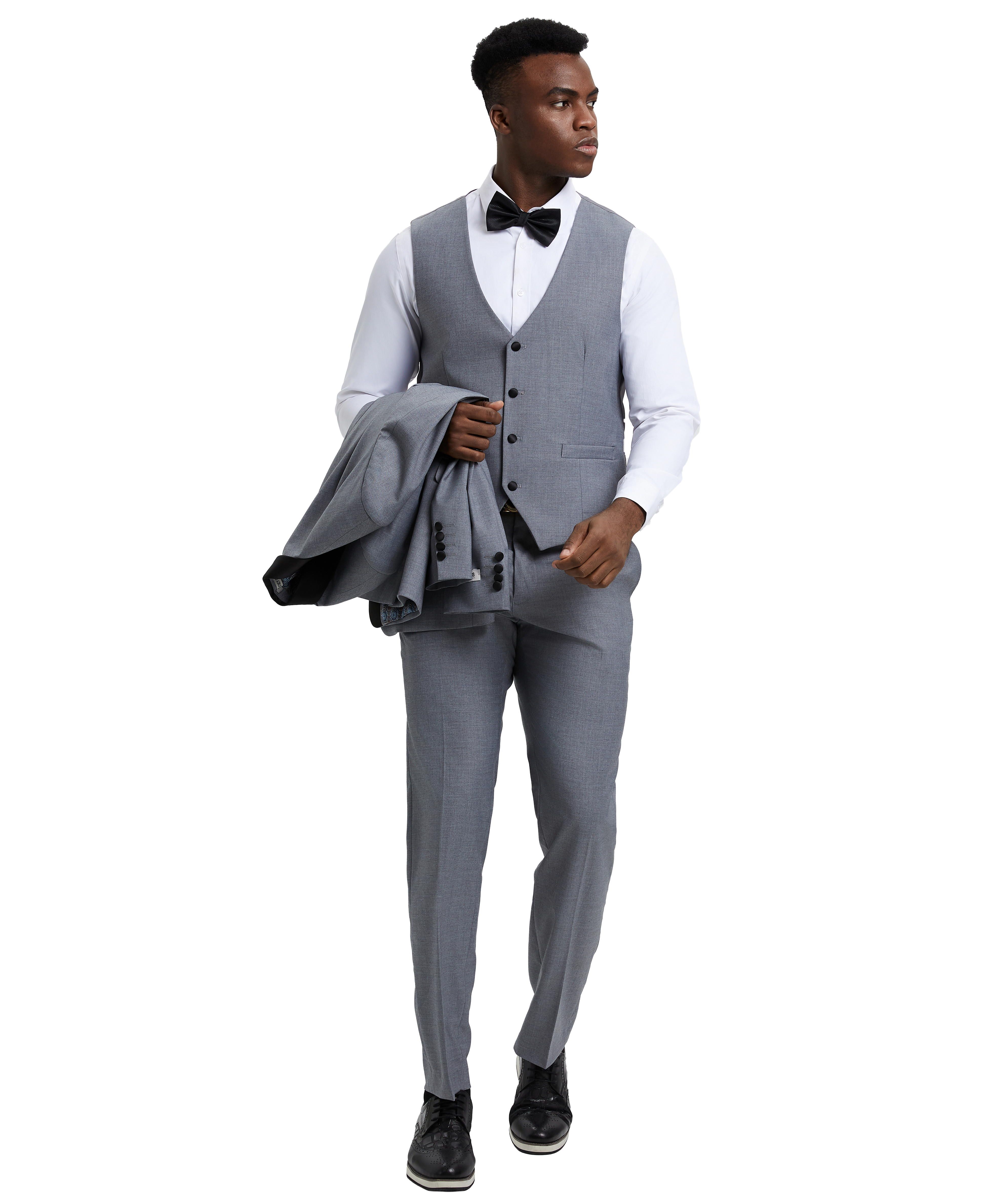 Men’s Stacy Adams Hybrid-Fit 3-Piece Vested Tuxedo – Grey | D&K Menswear