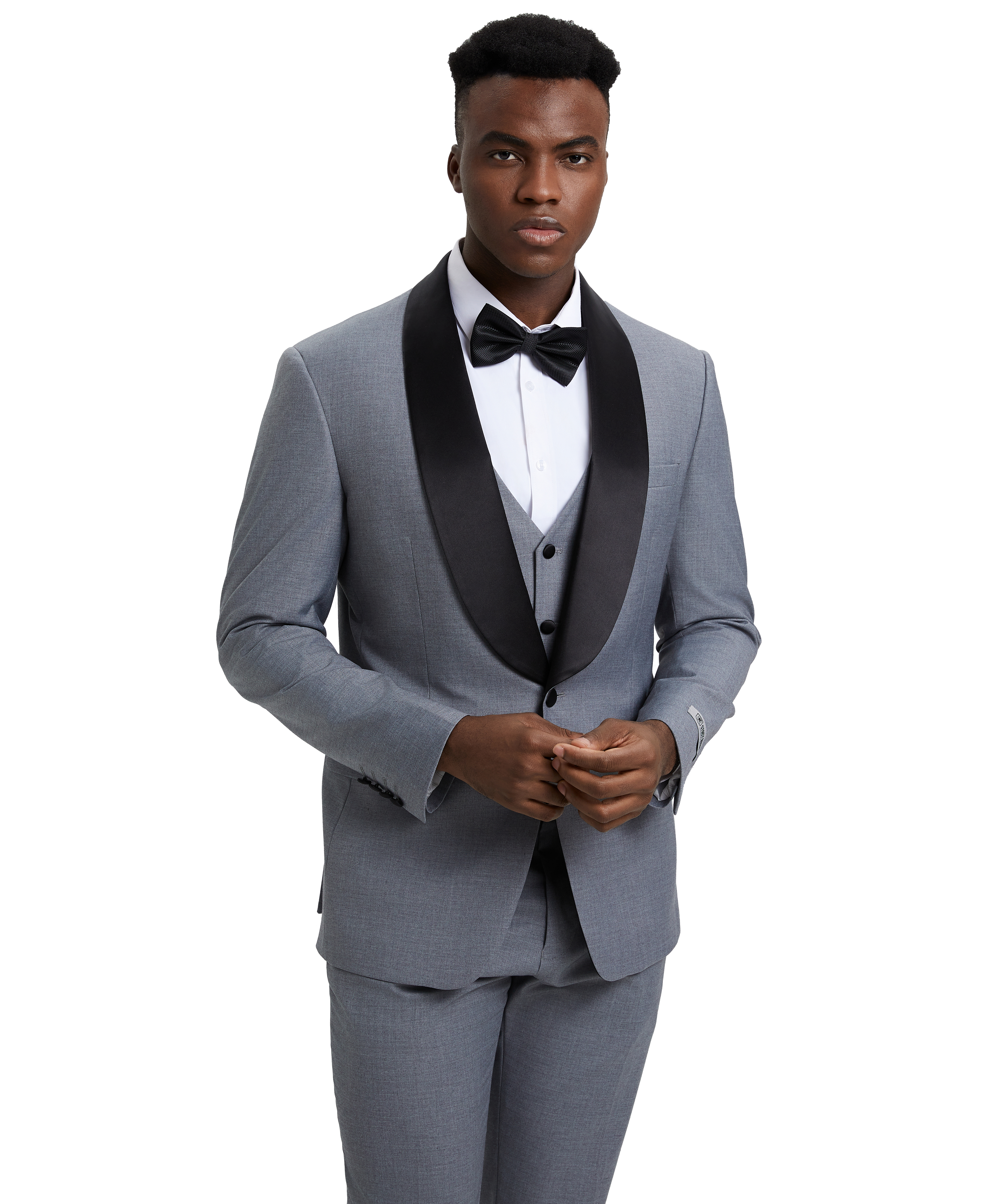 Men’s Stacy Adams Hybrid-Fit 3-Piece Vested Tuxedo – Grey | D&K Menswear