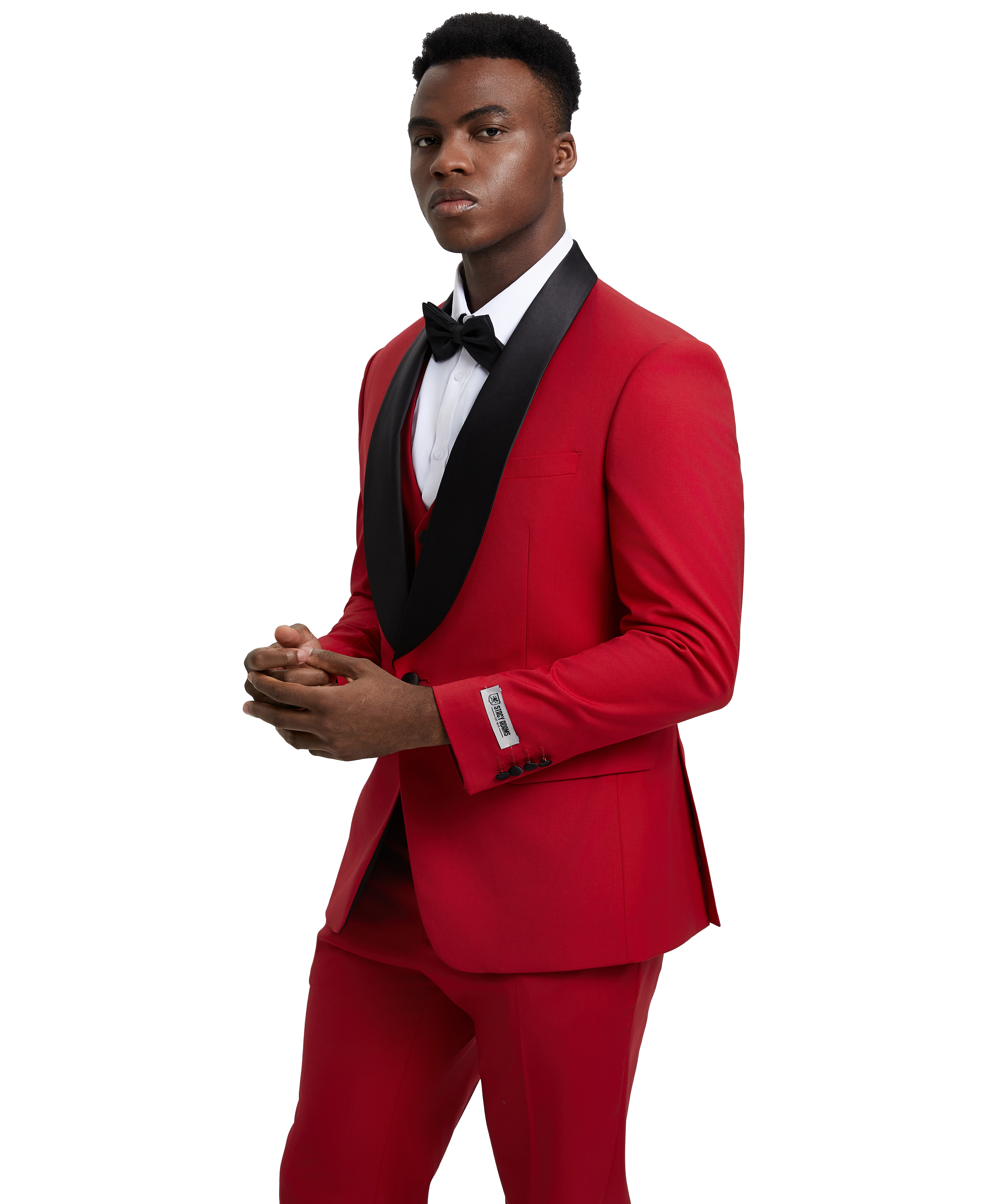 Men’s Stacy Adams Hybrid-Fit 3-Piece Vested Tuxedo – Red | D&K Menswear