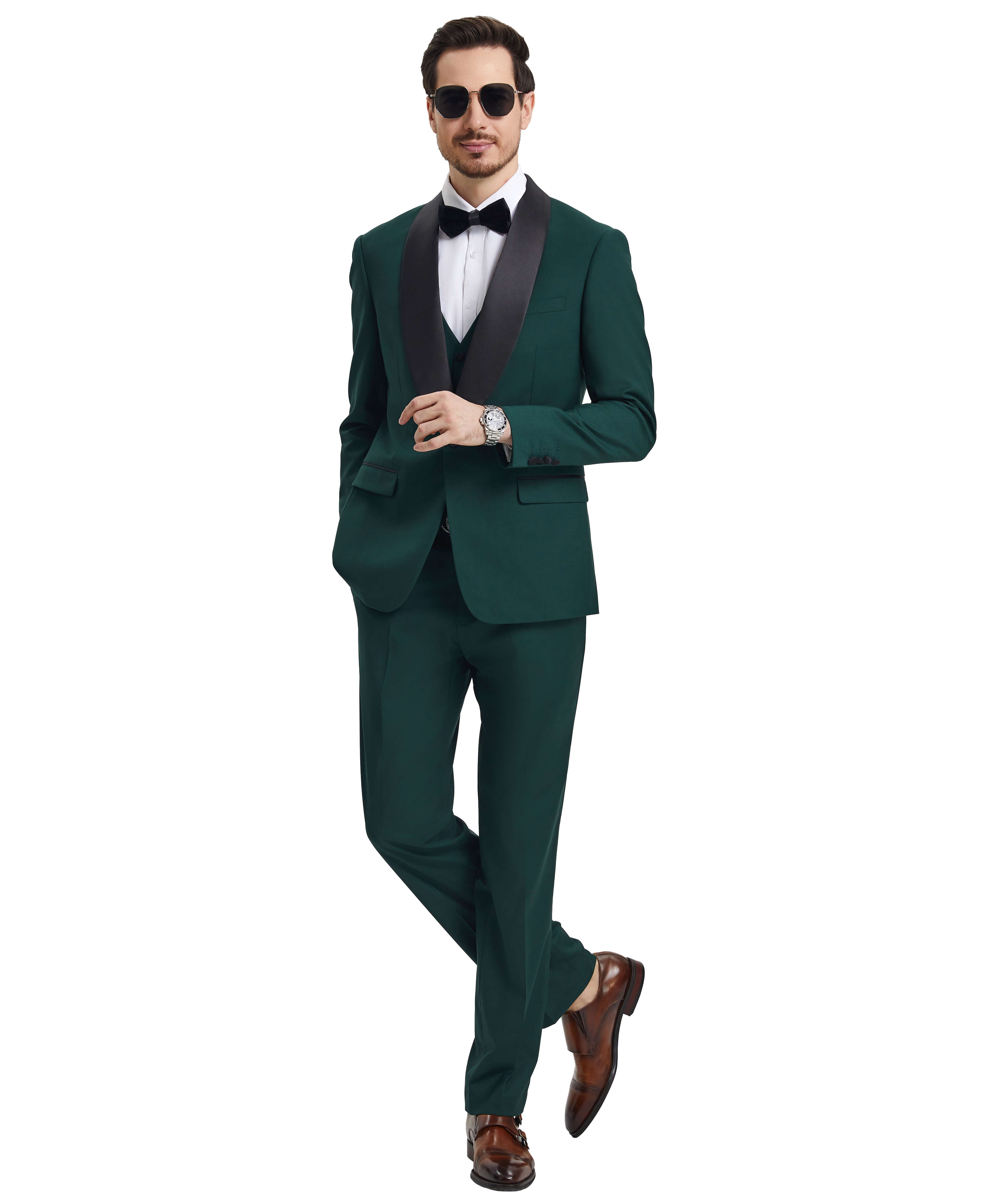 Men’s Stacy Adams Hybrid-Fit 3-Piece Vested Tuxedo – Green | D&K Menswear