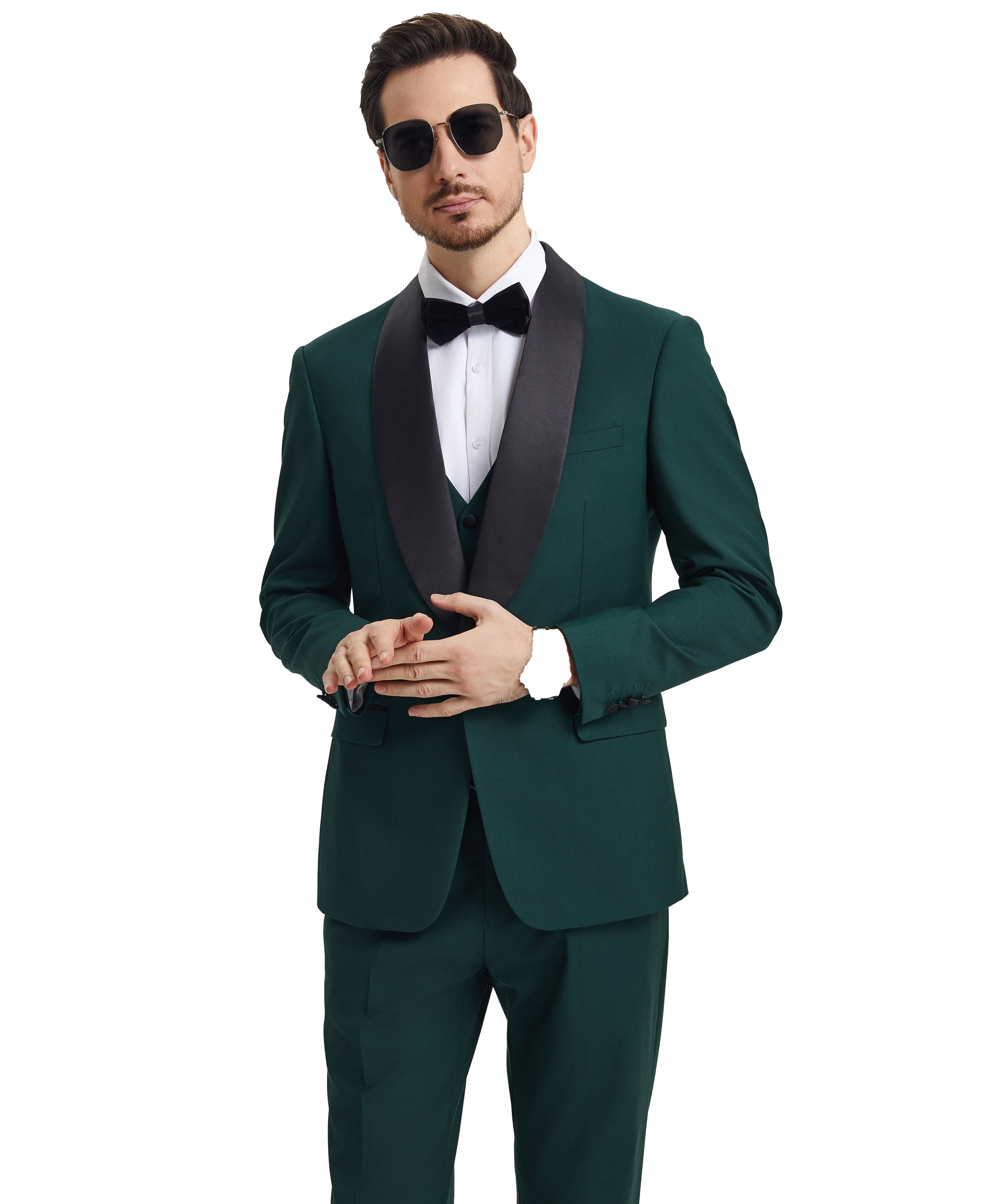 Men’s Stacy Adams Hybrid-Fit 3-Piece Vested Tuxedo – Green | D&K Menswear