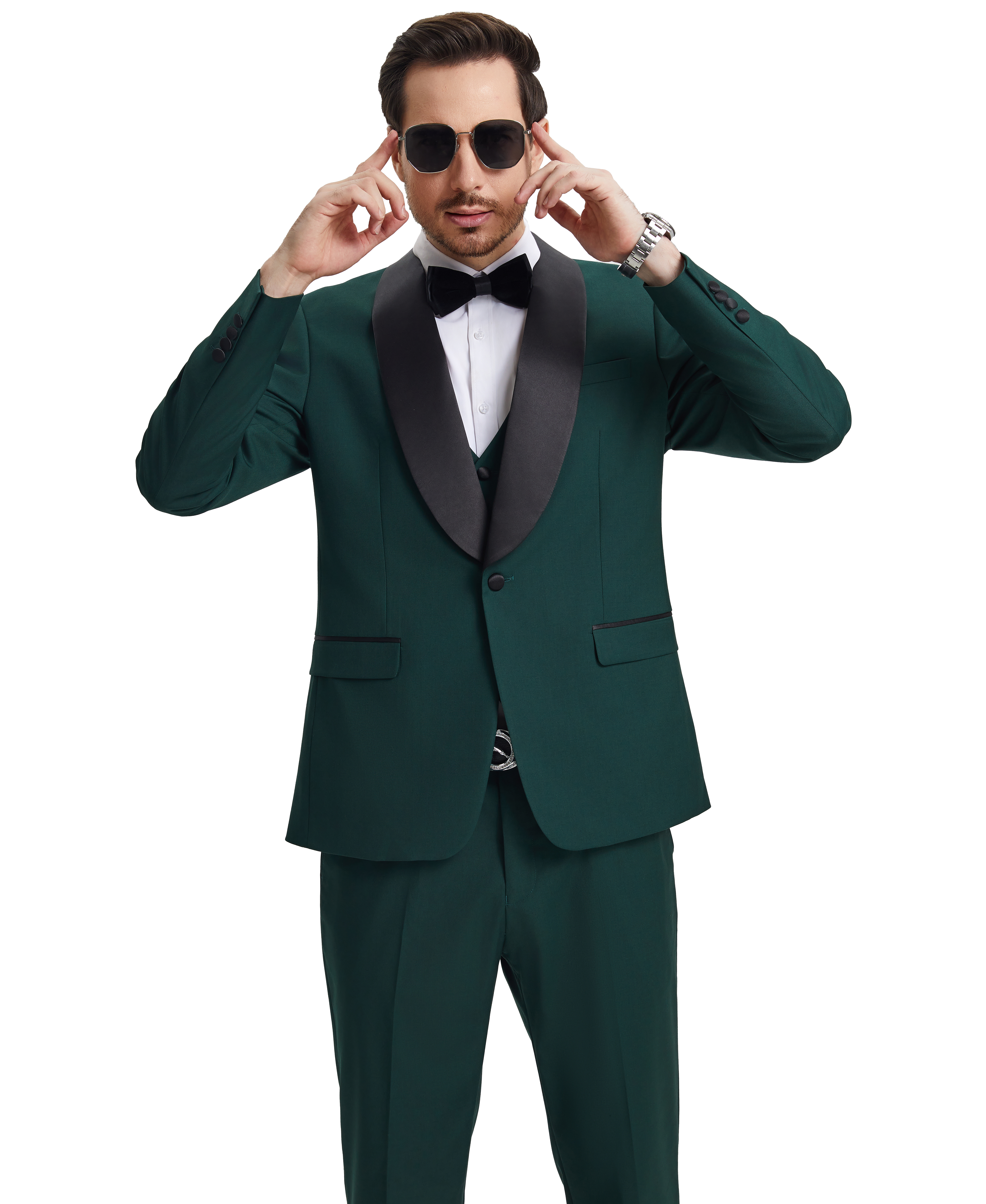 Men’s Stacy Adams Hybrid-Fit 3-Piece Vested Tuxedo – Green | D&K Menswear