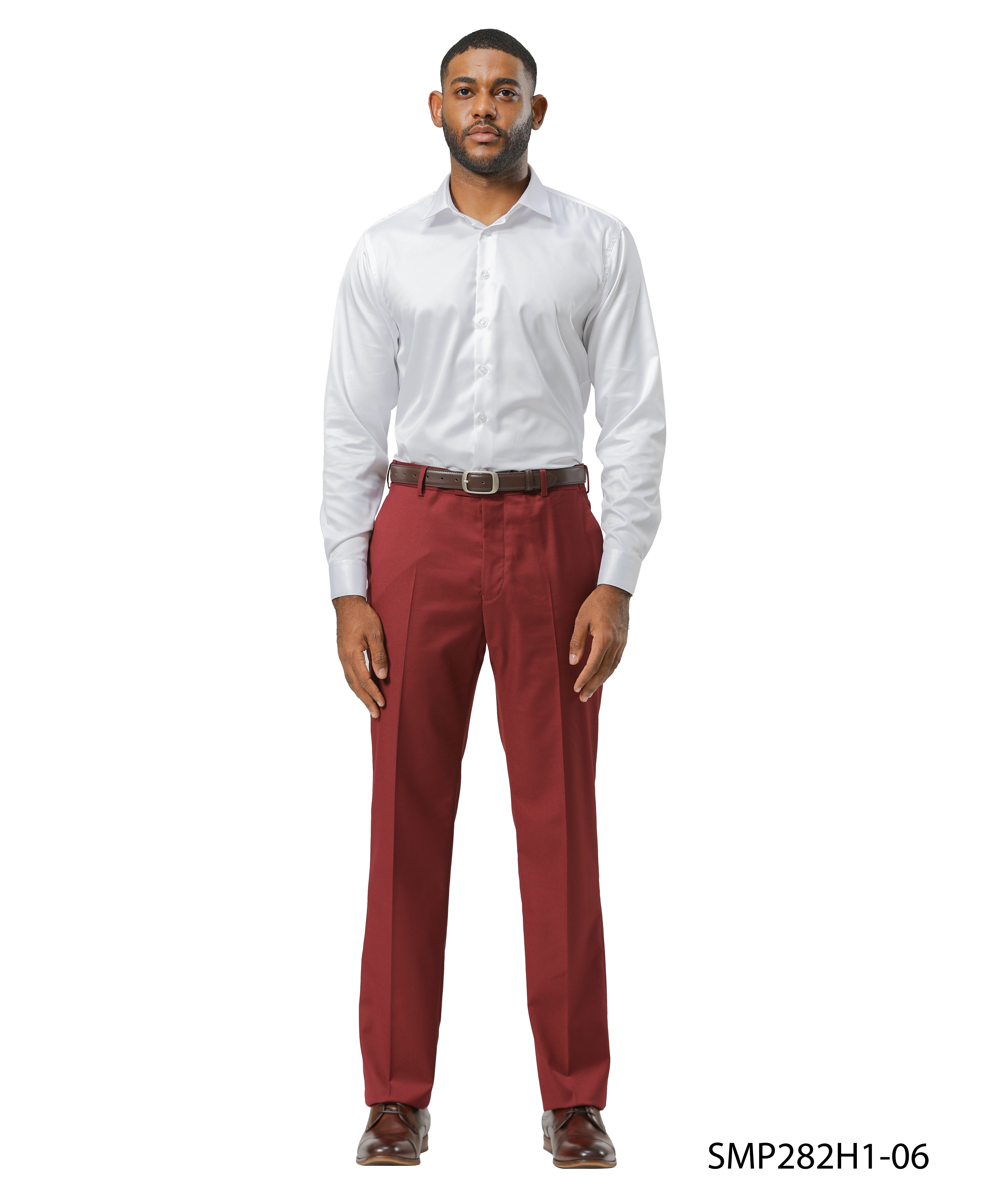 Men’s Dress Pants, Stacy Adams Trousers, Business Attire, Formalwear, Burgundy Dress Pants, D&K Menswear Collection