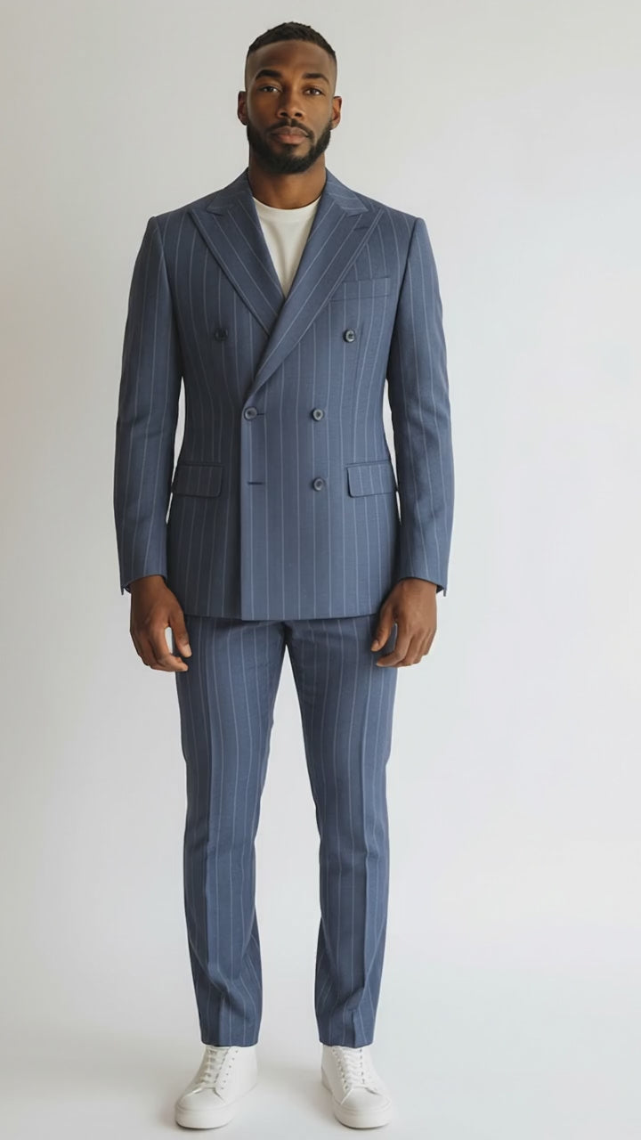 Noah John Navy Stripe DB suit