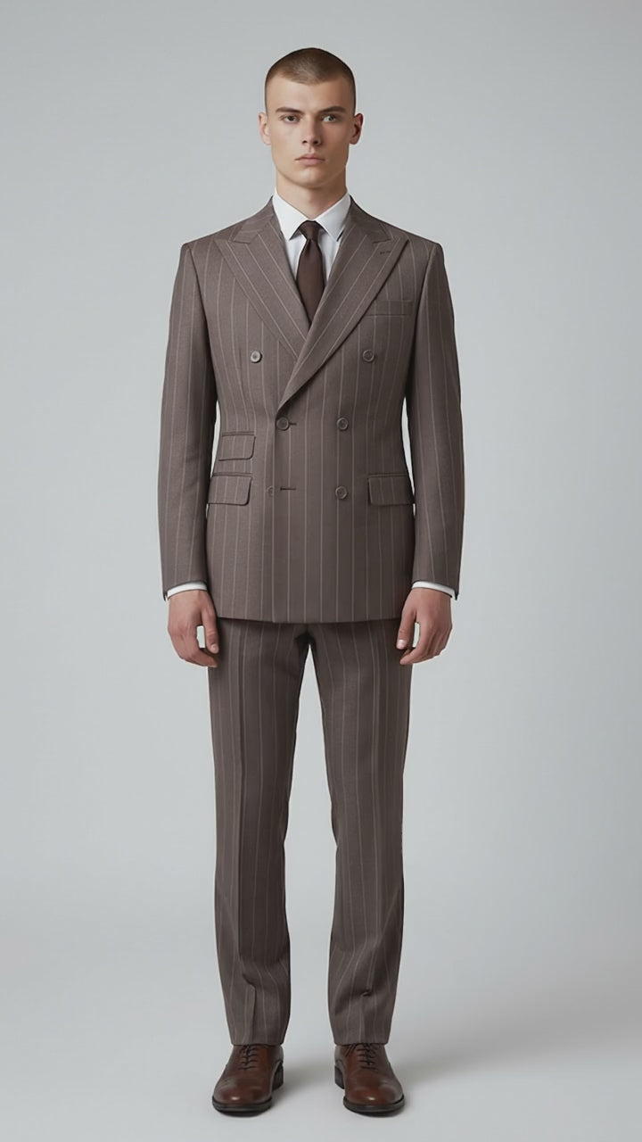 Noah John Taupe Stripe DB suit