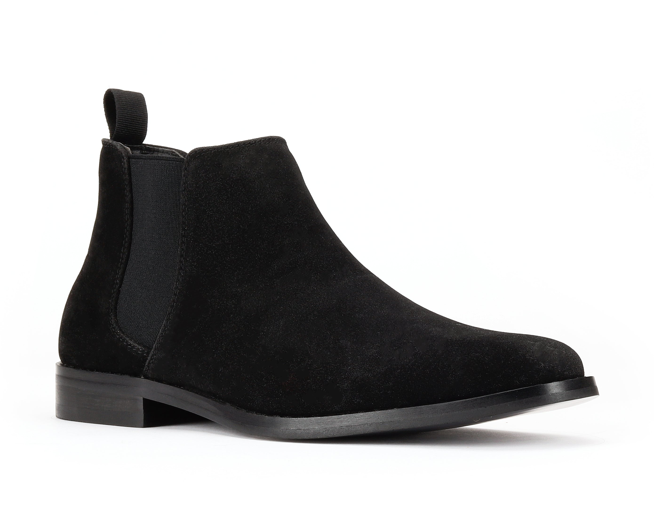 JXSN Men's Classic Faux Suede Chelsea Boot Black B1852