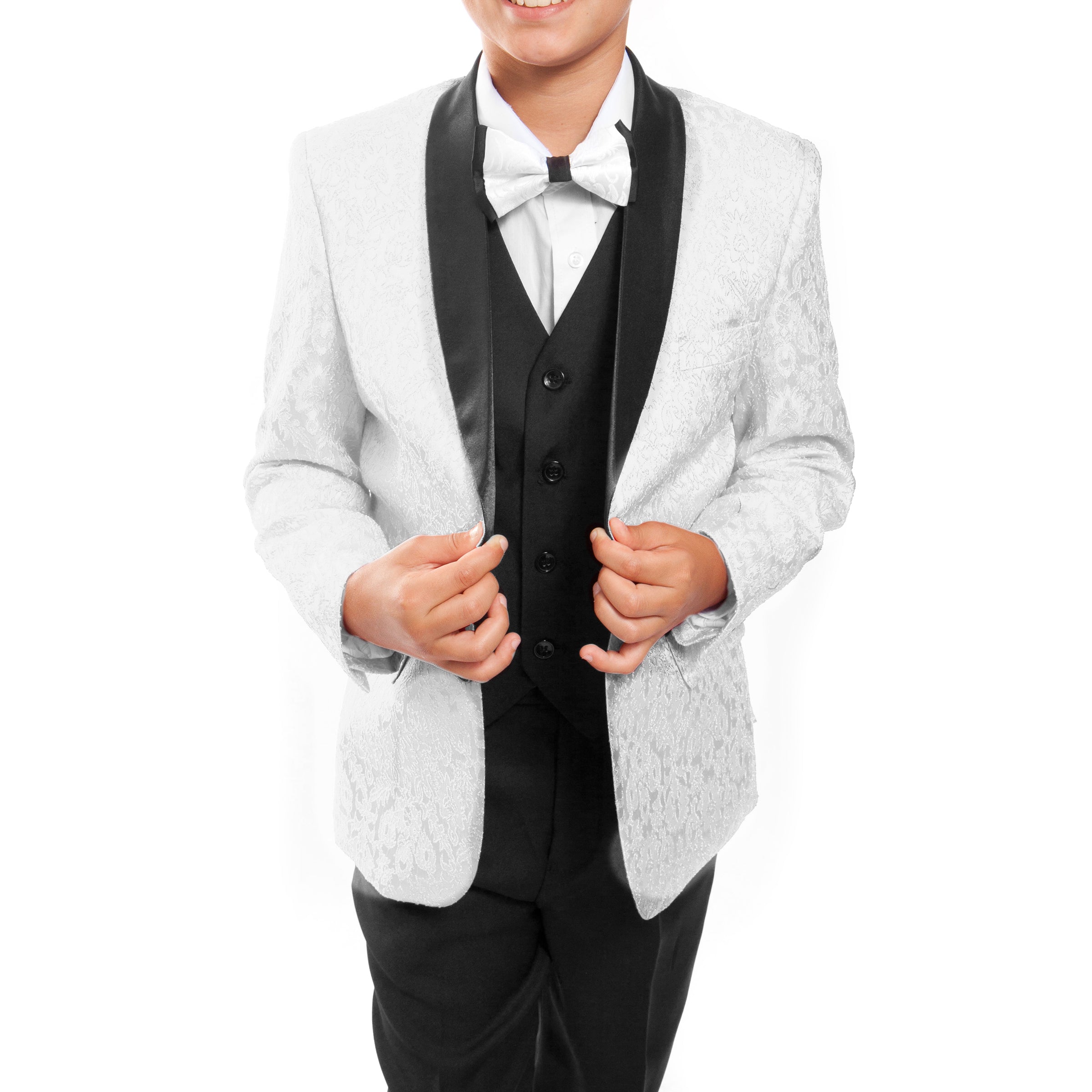 Tazio White / Black Formal Suits For Boys