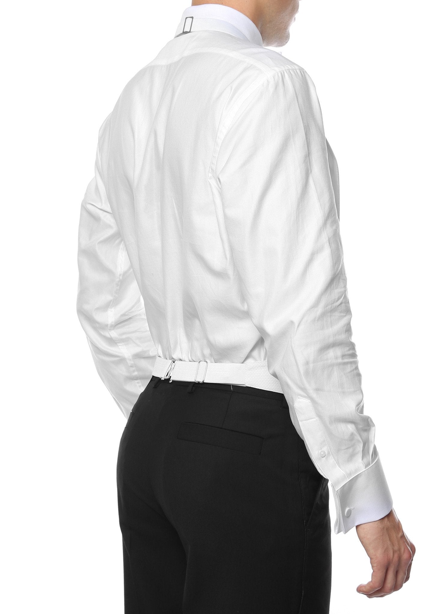 Premium White Pique 100% Cotton Backless Tuxedo Vest / FIT ALL (S-XL) - Ferrecci USA 