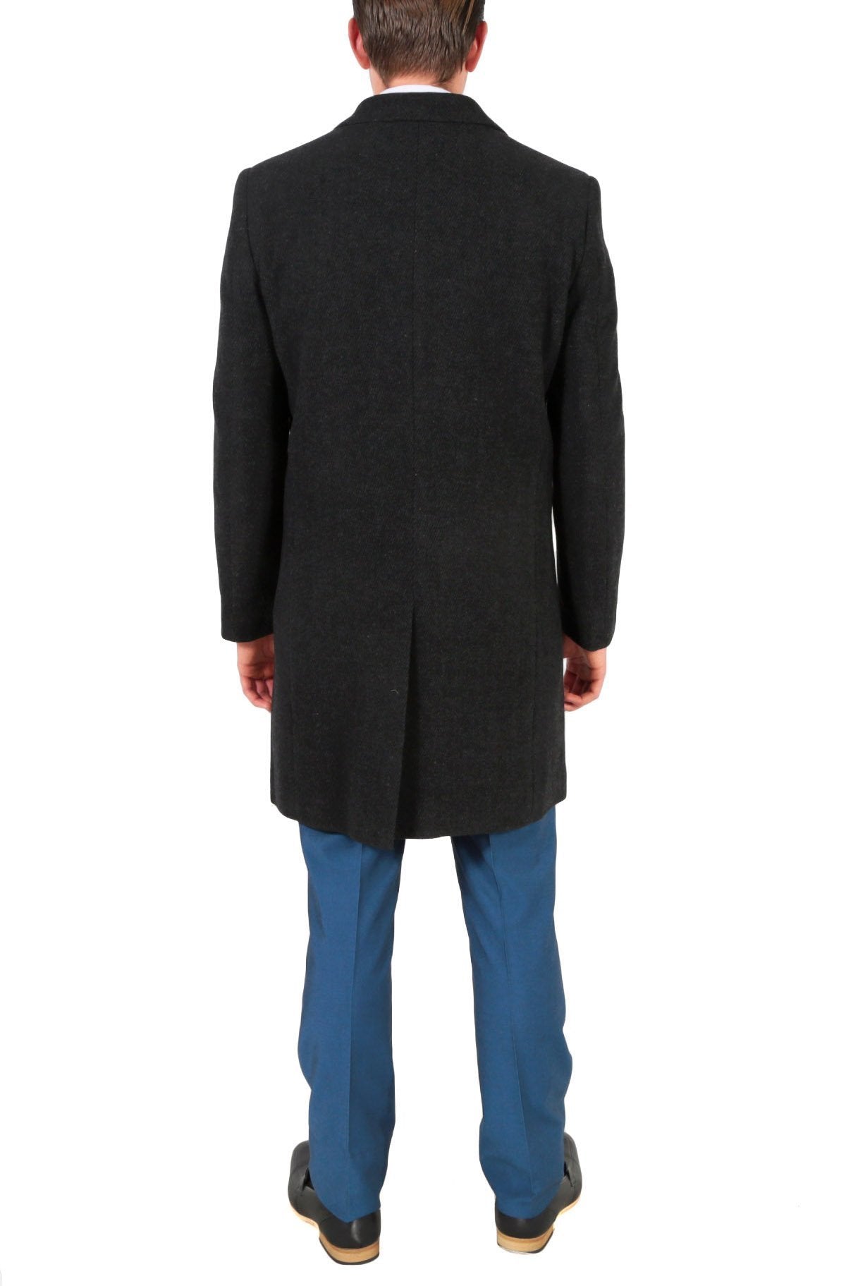 Klein Men's Wool Charcoal Top Coat - Ferrecci USA 