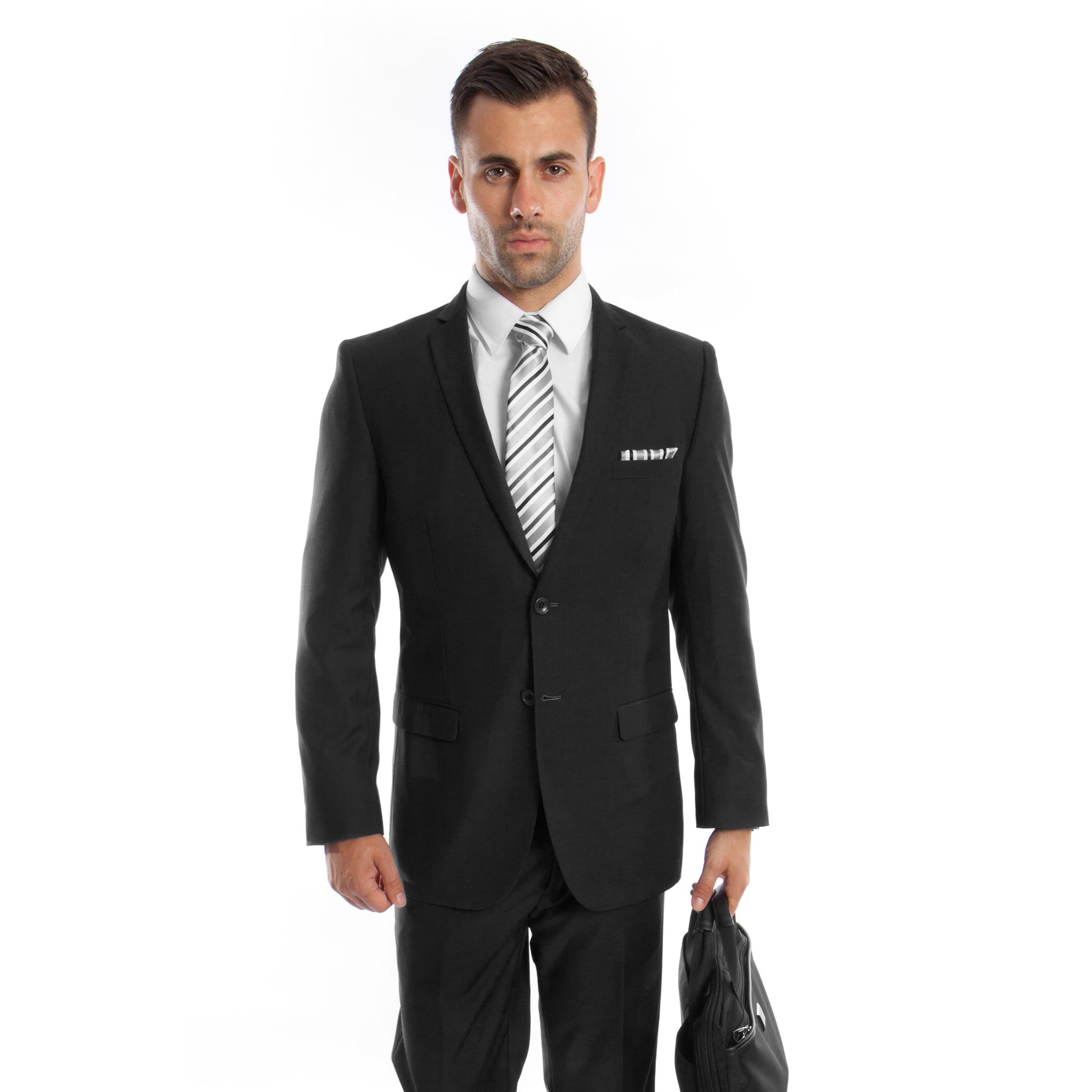 Black Notch Lapel Slim Fit 2-PC Suits For All Ocassions M085S-01