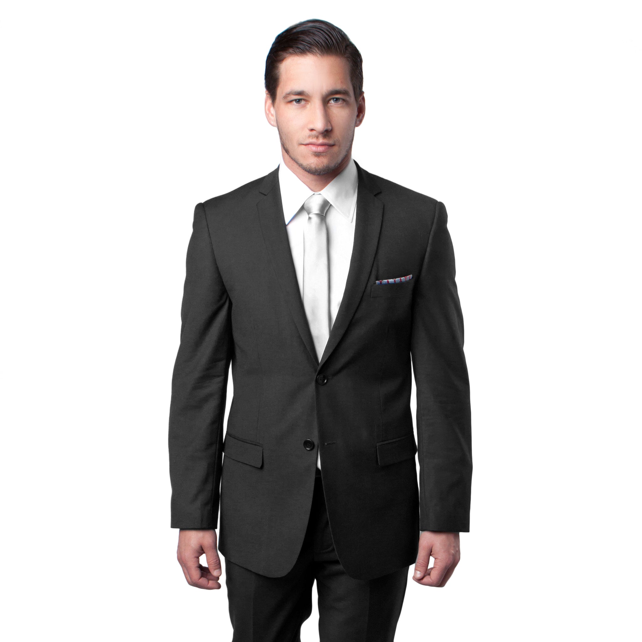 Charcoal Notch Lapel Slim Fit 2-PC Suits For All Ocassions M085S-03