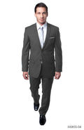 Grey Notch Lapel Slim Fit 2-PC Suits For All Ocassions M085S-04