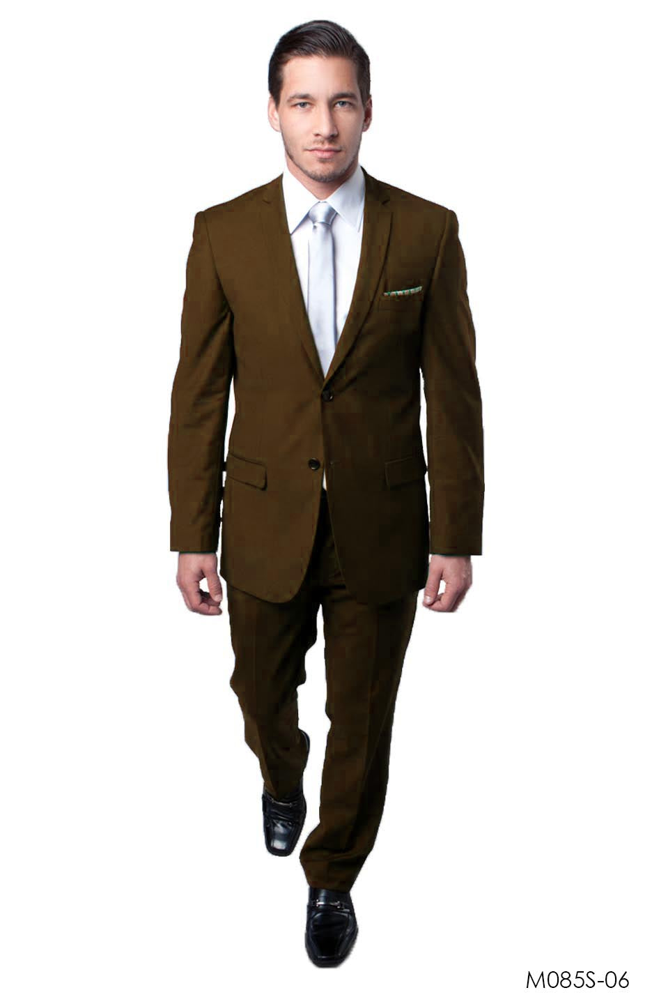 Brown Notch Lapel Slim Fit 2-PC Suits For All Ocassions M085S-06