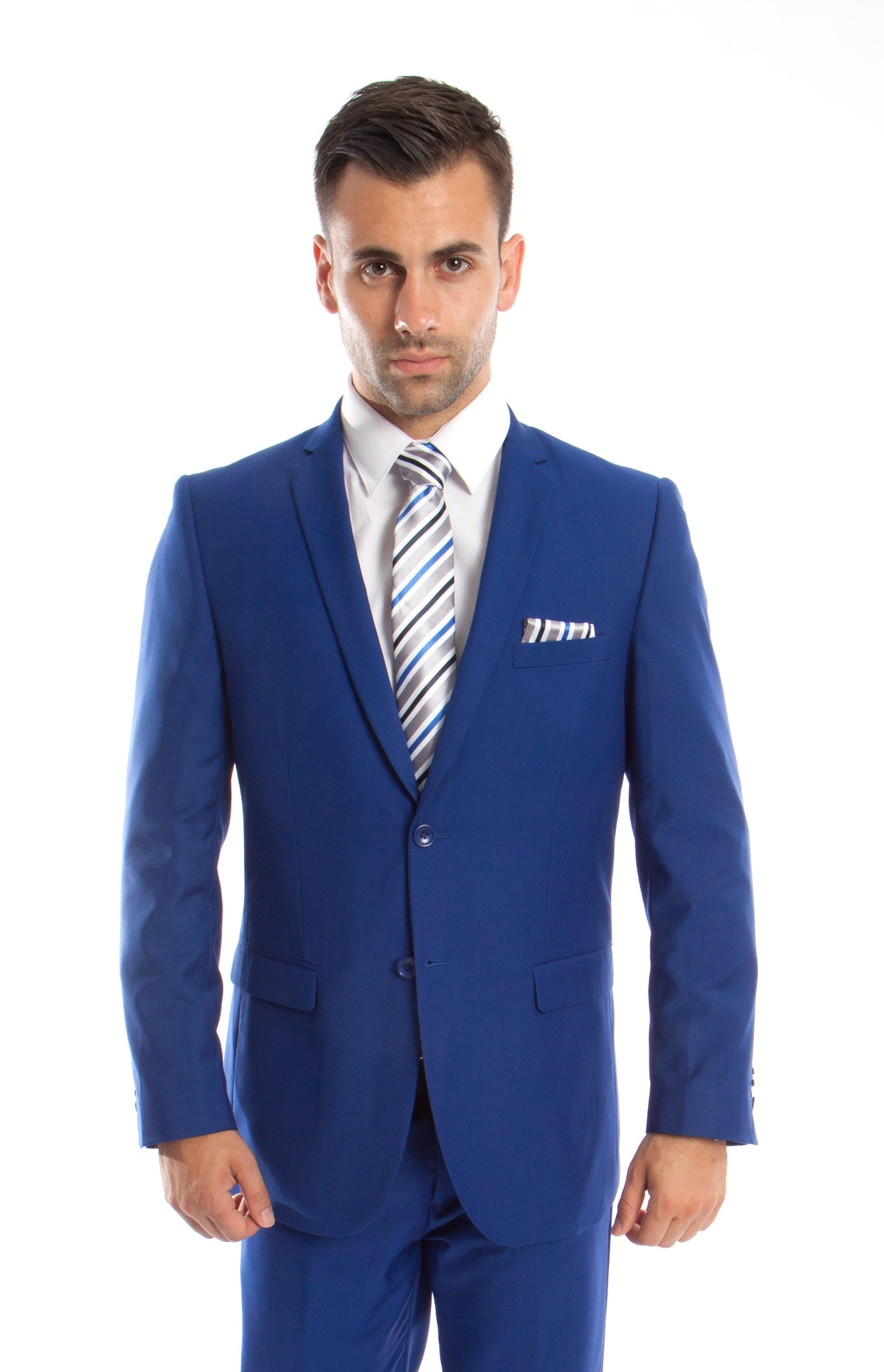 Tazio Mens Blue Texture Velvet Blazer Slim Fit MJ164S-02 Size 44 Short  Final Sale