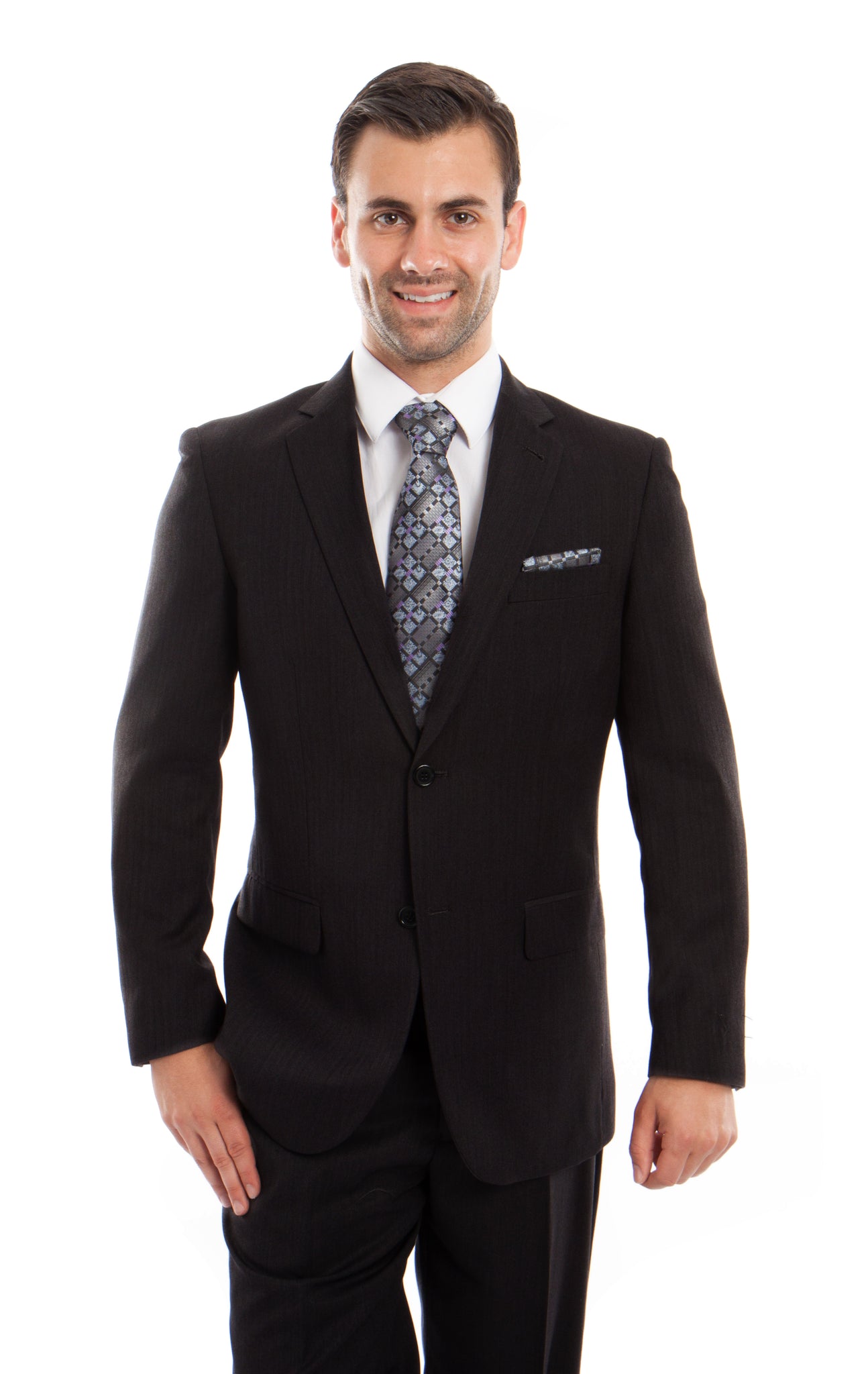 Black Solid 2-PC Regular Modern Fit Suits For Men