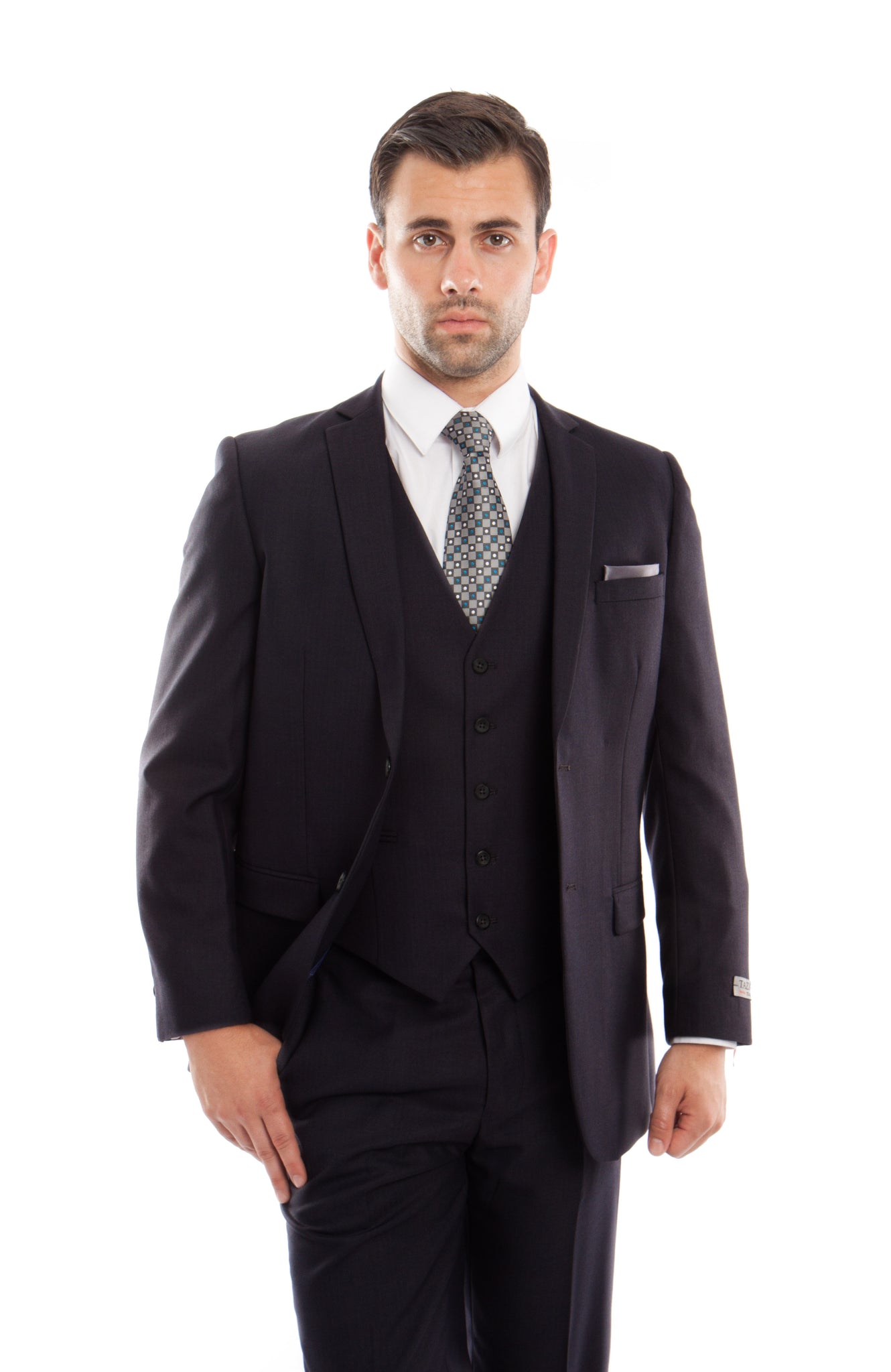 Black 3-PC Slim Fit Stretch Suits For Men