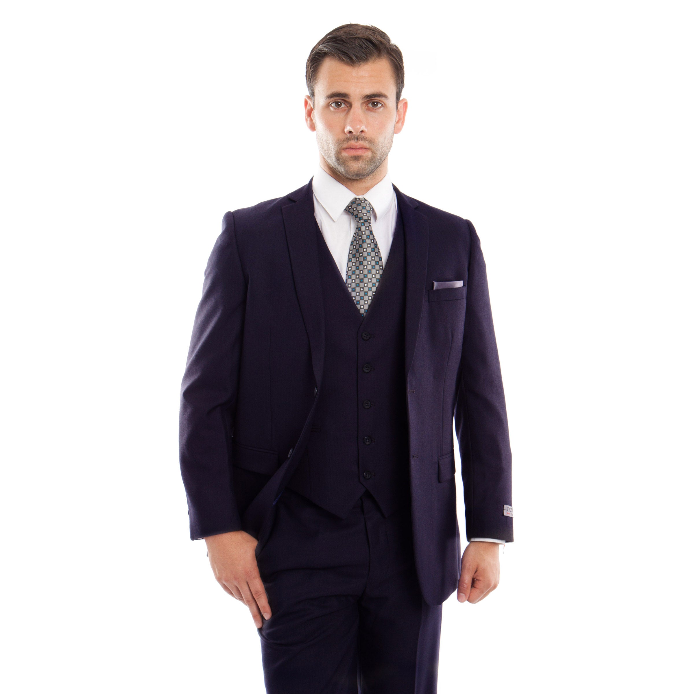 Navy 3-PC Slim Fit Stretch Suits For Men