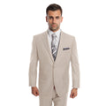 Tan Solid Mens Suit 2-PC Regular Modern Fit Suits For Men