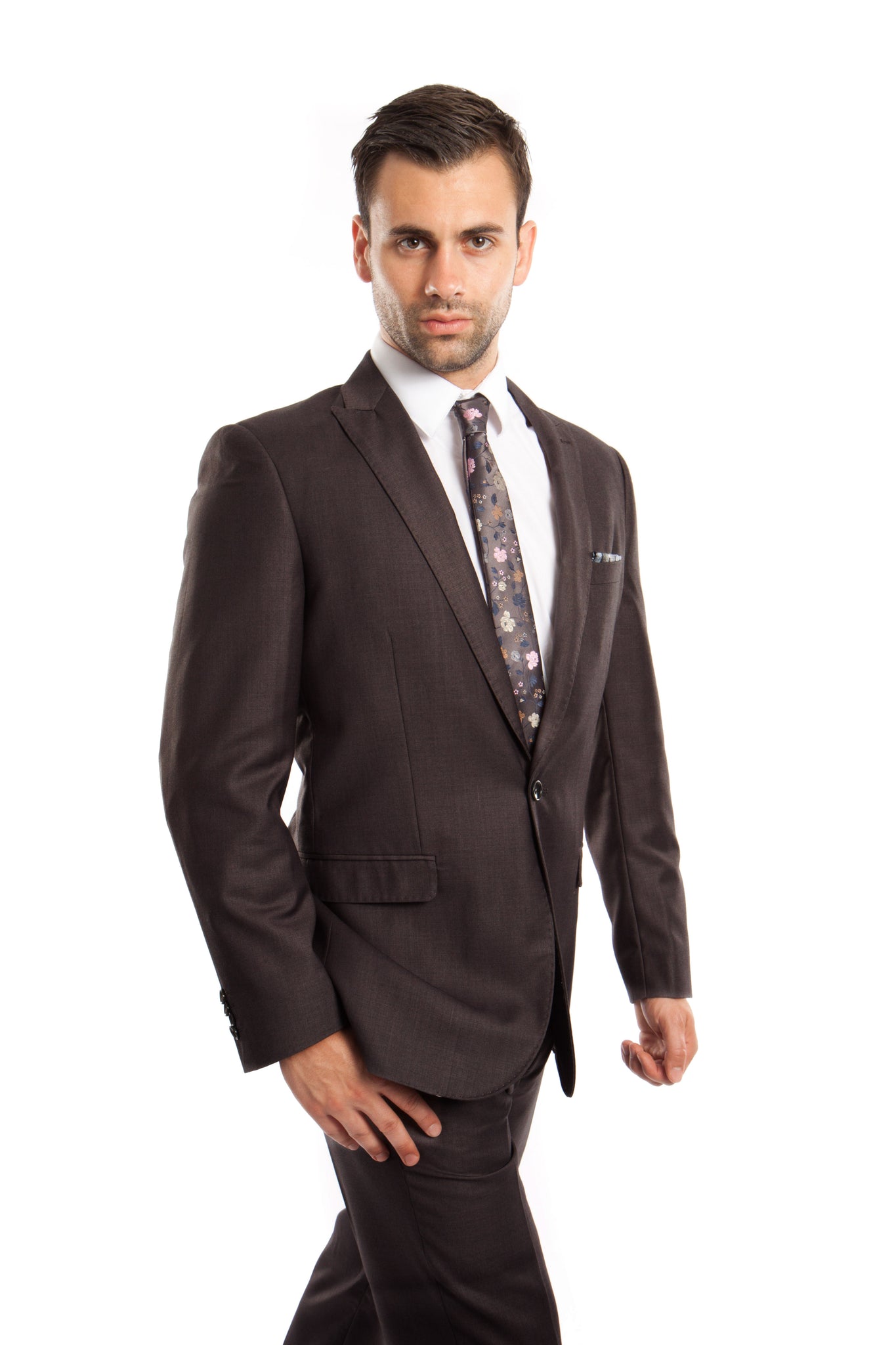 Dk. Gray Solid 2-PC Slim Fit Performance Stretch Suits For Men