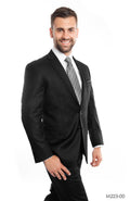 Black Solid 2-PC Modern Fit Suits For Men