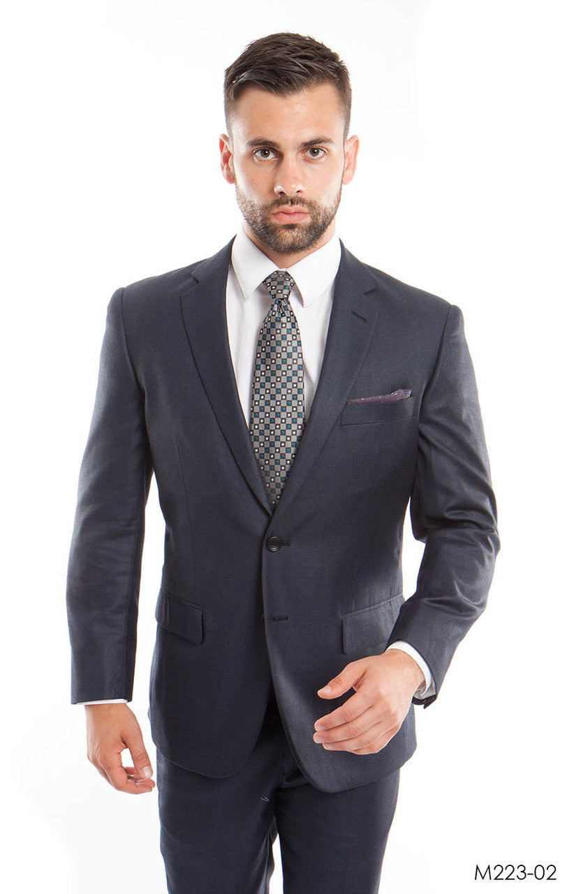 Dk. Blue Solid 2-PC Modern Fit Suits For Men