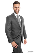 Gray Solid 2-PC Modern Fit Suits For Men