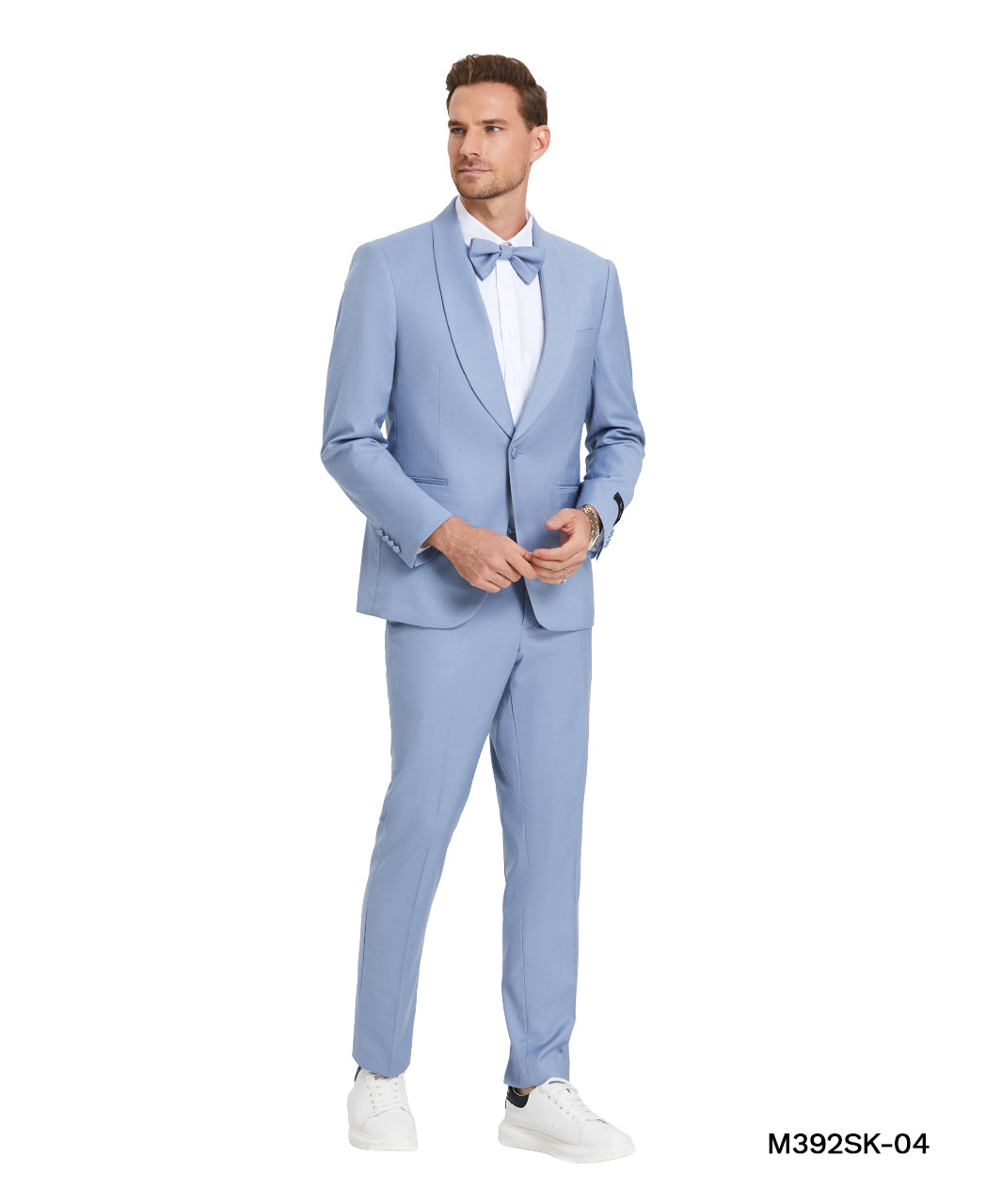 Beau Blue Solid Shawl Collar - Adjustable Waist Band Mens-suit