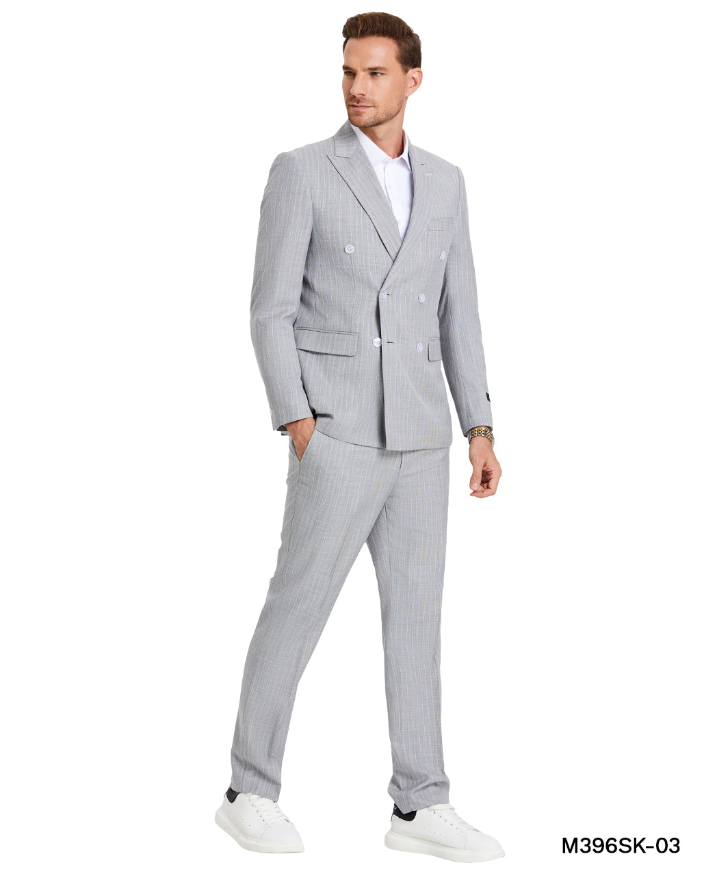 2 PC Double Breasted Pin-Stripe Suit