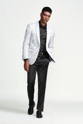 Silver / Slim Fit / Paisley Shawl Collar Sports Coat Blazer