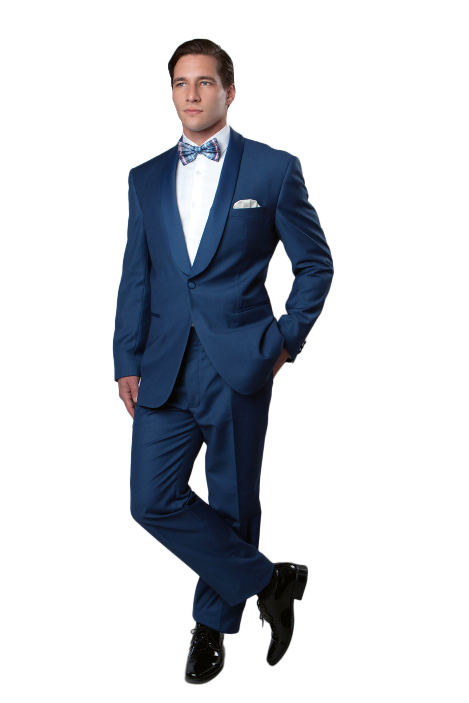 Blue Satin Peak Lapel Tuxedo 2 PC