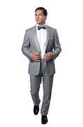 Silver Tuxedos with Satin Peak Lapel - 2 PC Tuxedos