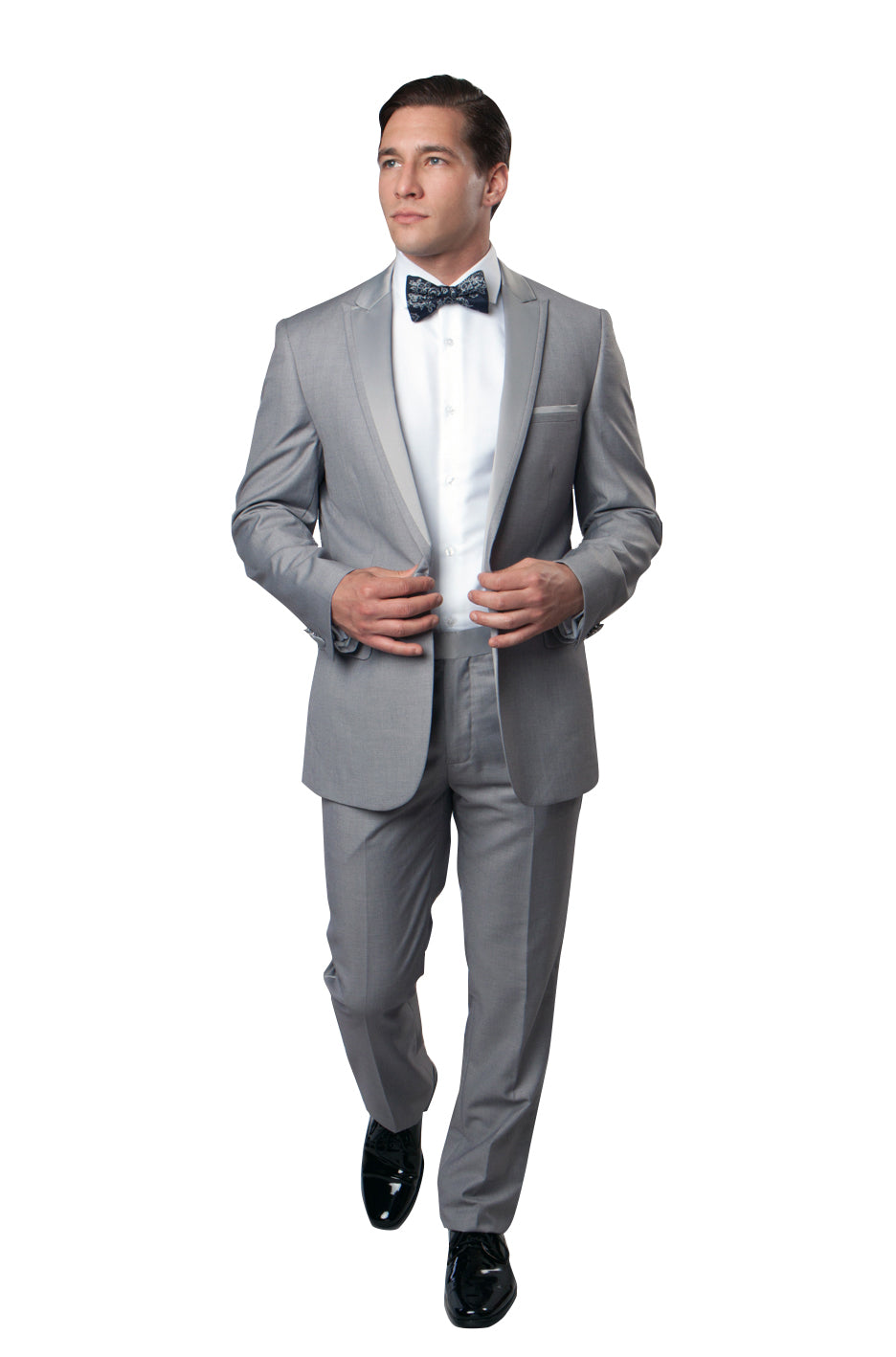 Silver Tuxedos with Satin Peak Lapel - 2 PC Tuxedos