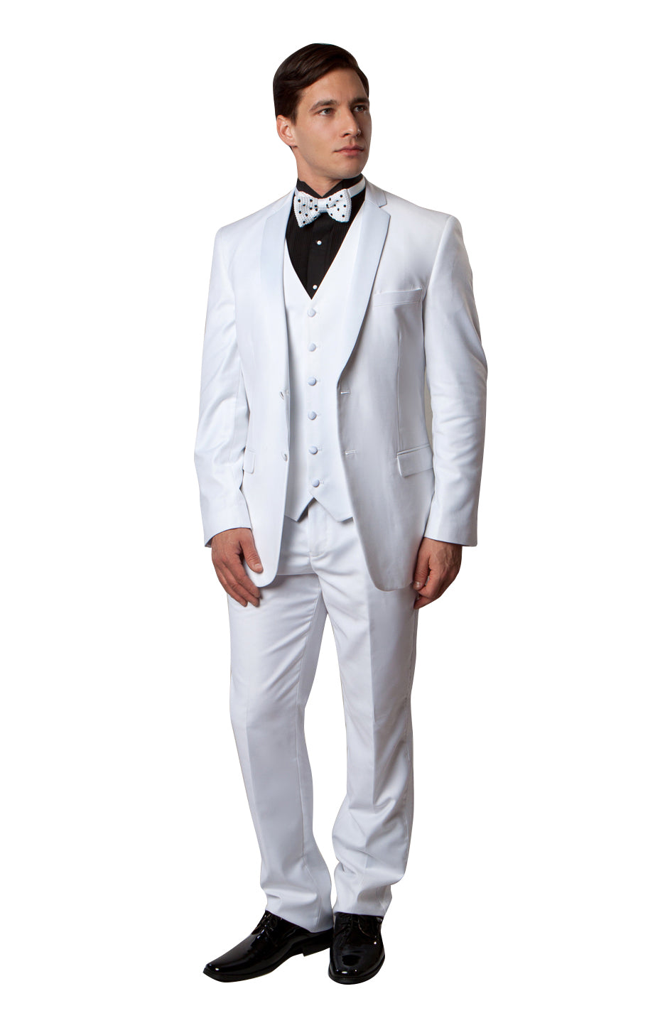 Solid White Notch Lapel Tuxedos - 3 PC