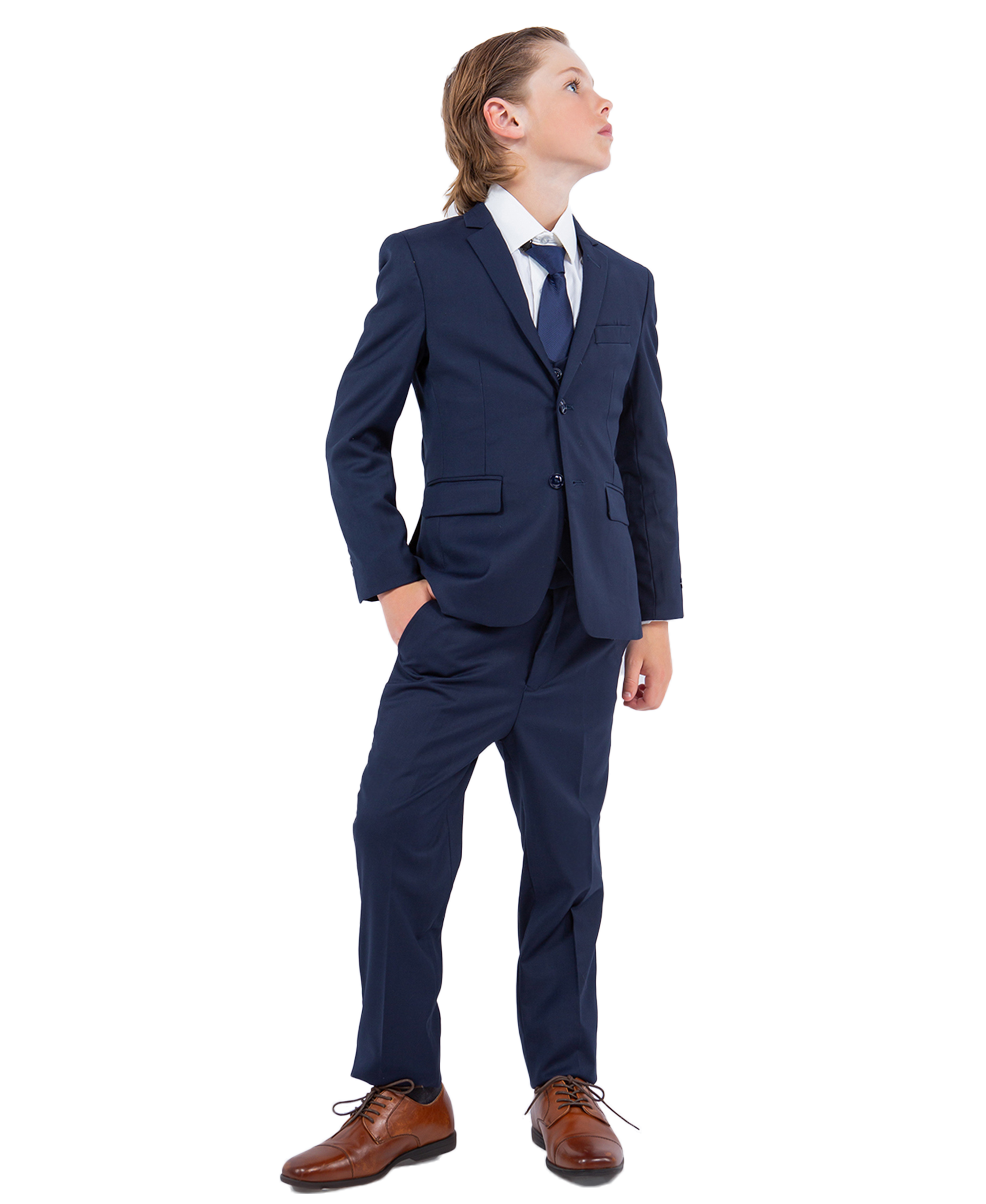 Perry Ellis Boys Suit Solid Navy