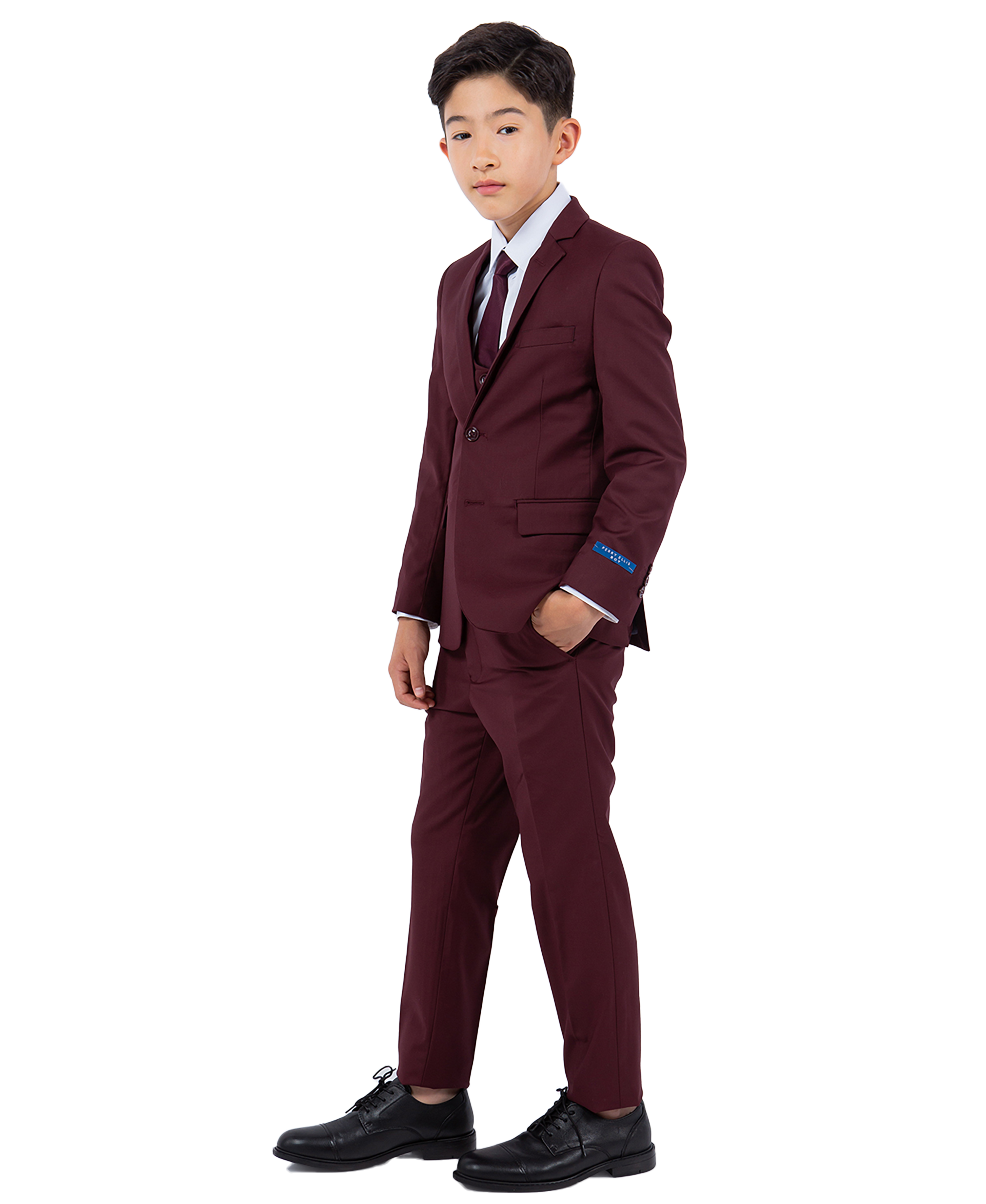 Perry Ellis Boys Suit Solid Burgundy