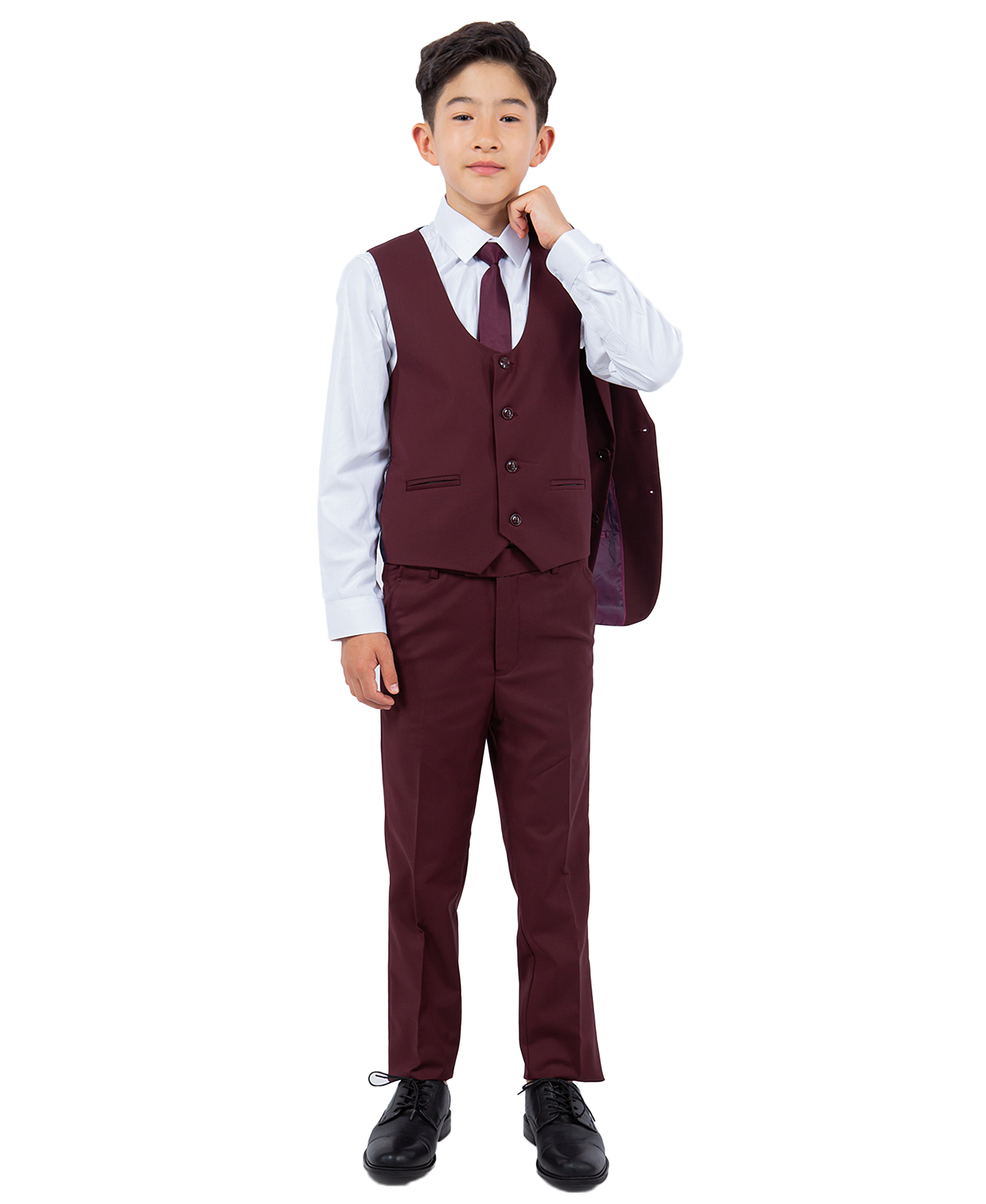 Perry Ellis Boys Suit Solid Burgundy