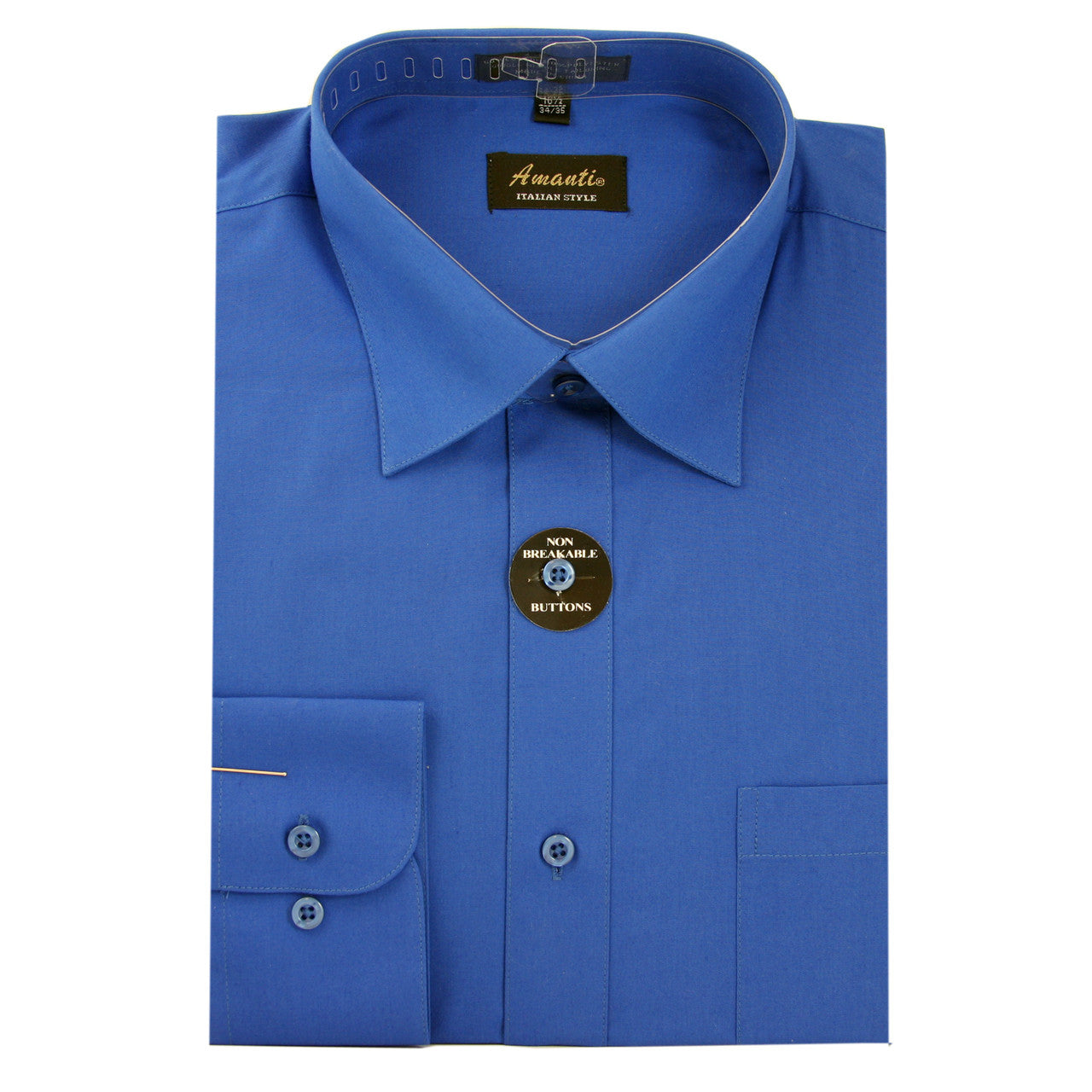Amanti Men's Classic Dress Shirt Convertible Cuff Royal Blue / 16.5 32/33