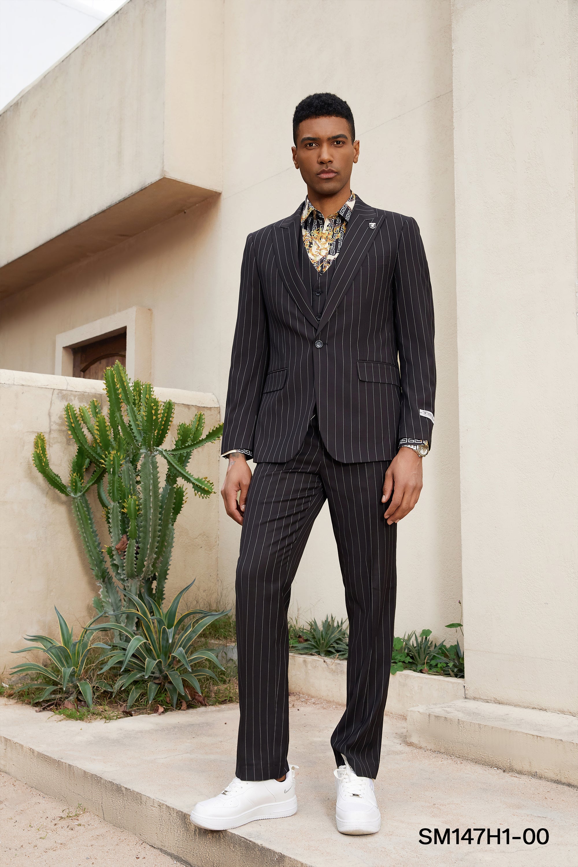 Black Pinstripe 3 PC Stacy Adams Suit