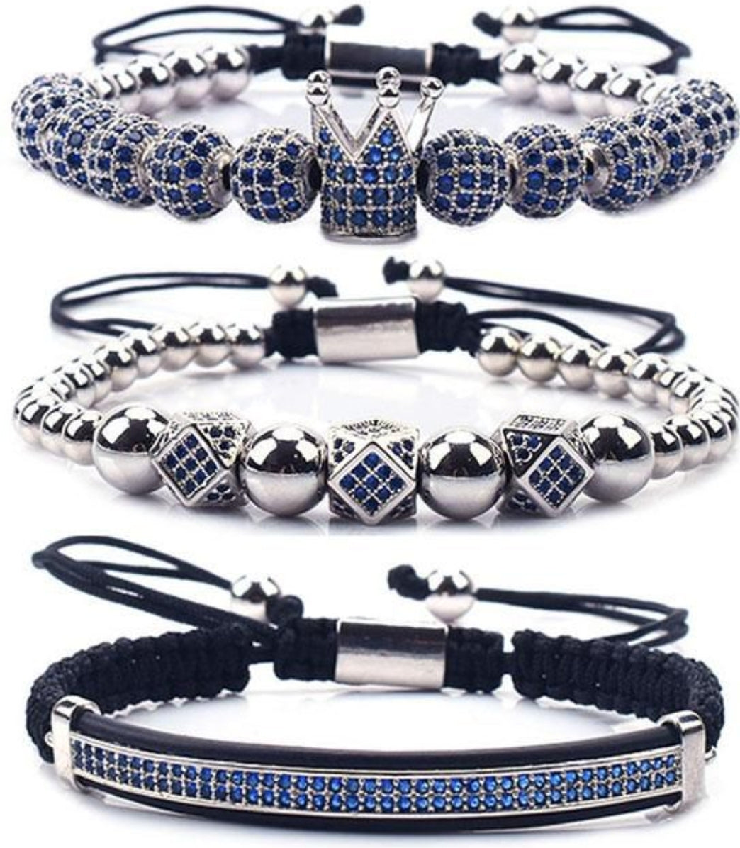 Blue stacked crown bracelet