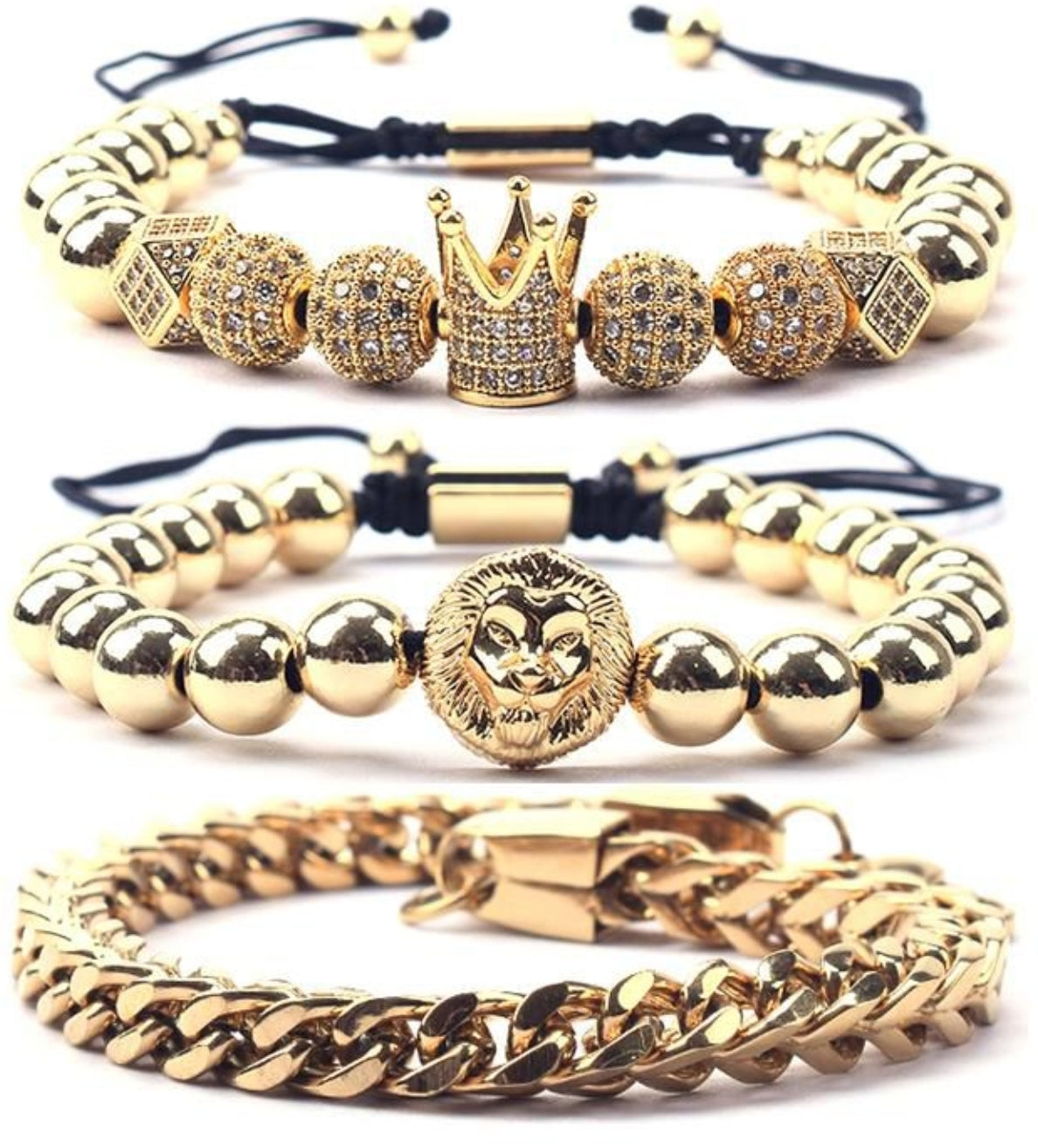 Gold stacked crown bracelet