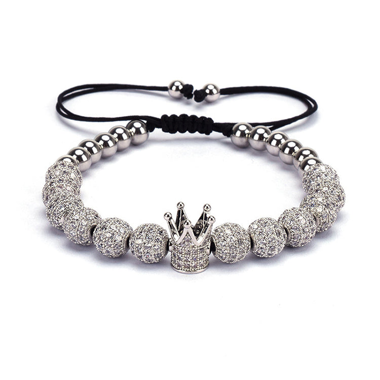 Mens Silver Crown Bracelet