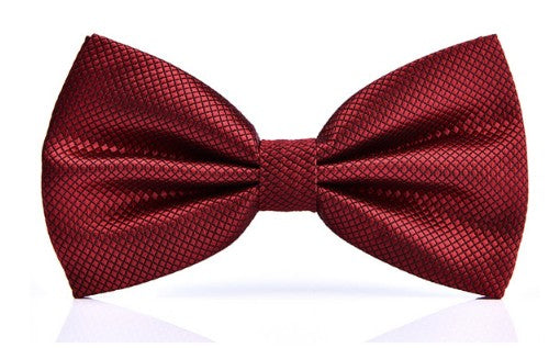 Burgundy microfiber bowtie, perfect for formal wear.